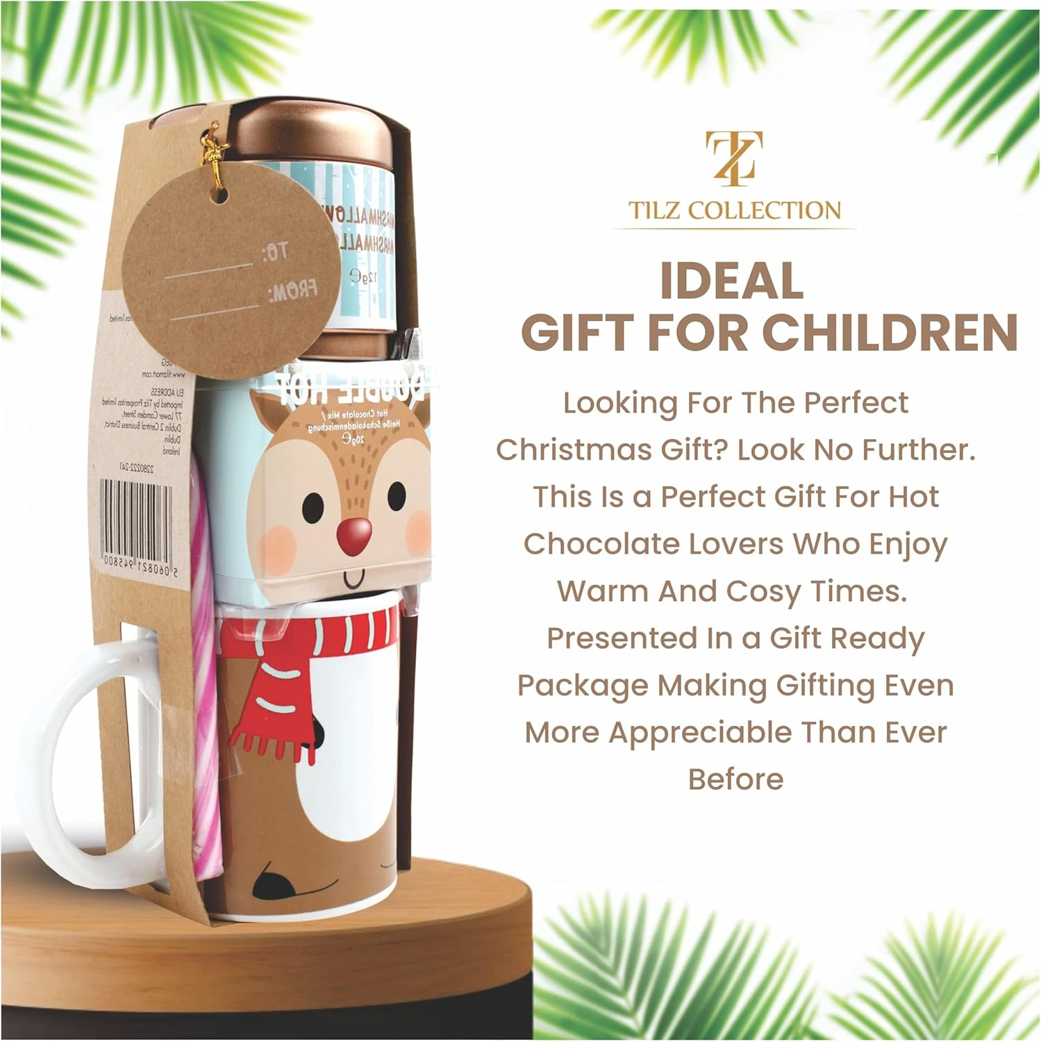 Hot Chocolate Gift Set with Mug, Socks and Candy Cane - Reindeer Set for Kids, Mini Cocoa Cups (With Socks) image number 6