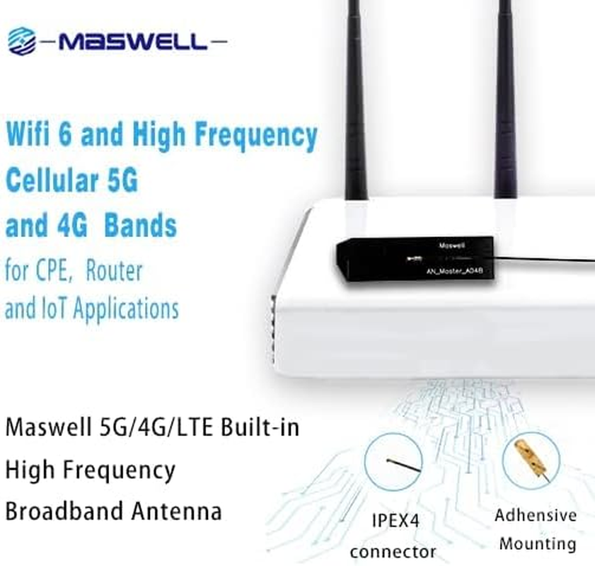 Maswell Internal Antenna Triple Band Wifi for Wifi 2.4G Wifi 5G Wifi 6 and Cellular 5G 4G LTE Bands High Gain Ipex 10Cm