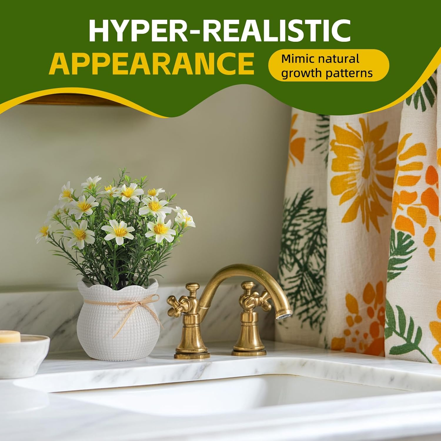 Artificial Daisy Flowers Potted Fake Plants Indoor Outdoor UV Resistant Faux Silk Bouquets All-Season Home Decor for Vase Table Desk Garden Party image number 1