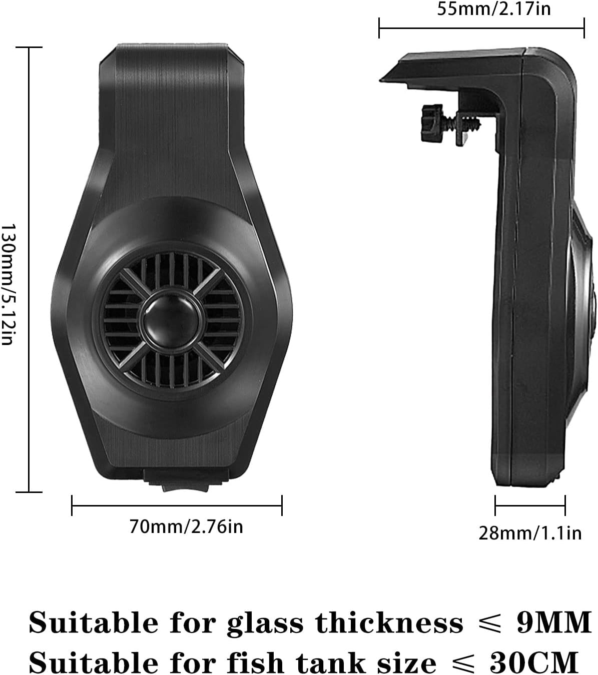Aquarium Chiller Fan, 2-Level Speed Adjustable Fish Tank Cooling Fan Fish Tank Fan Aquarium Cooling Fan Quiet Aquarium Fan Wind Angle Adjustable Chiller with USB Cable image number 5