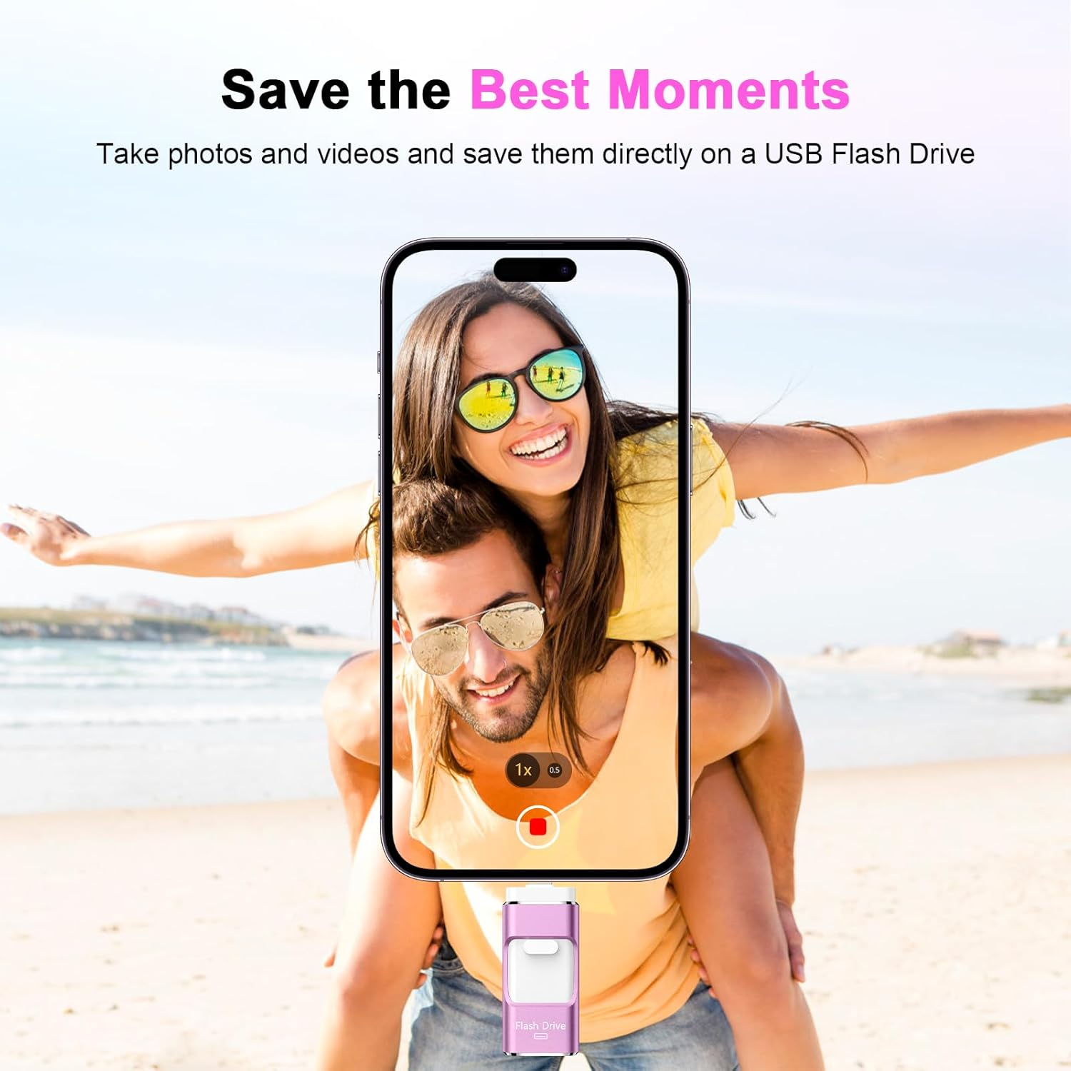 4 in 1 USB Flash Drive for Iphone, 512GB USB Memory Stick for Data Backup, High Speed Transfer USB 3.0 Stick External Storage, USB Stick Thumb Drives Compatible for Iphone/Ipad/Pc/More Devices(Pink) image number 3