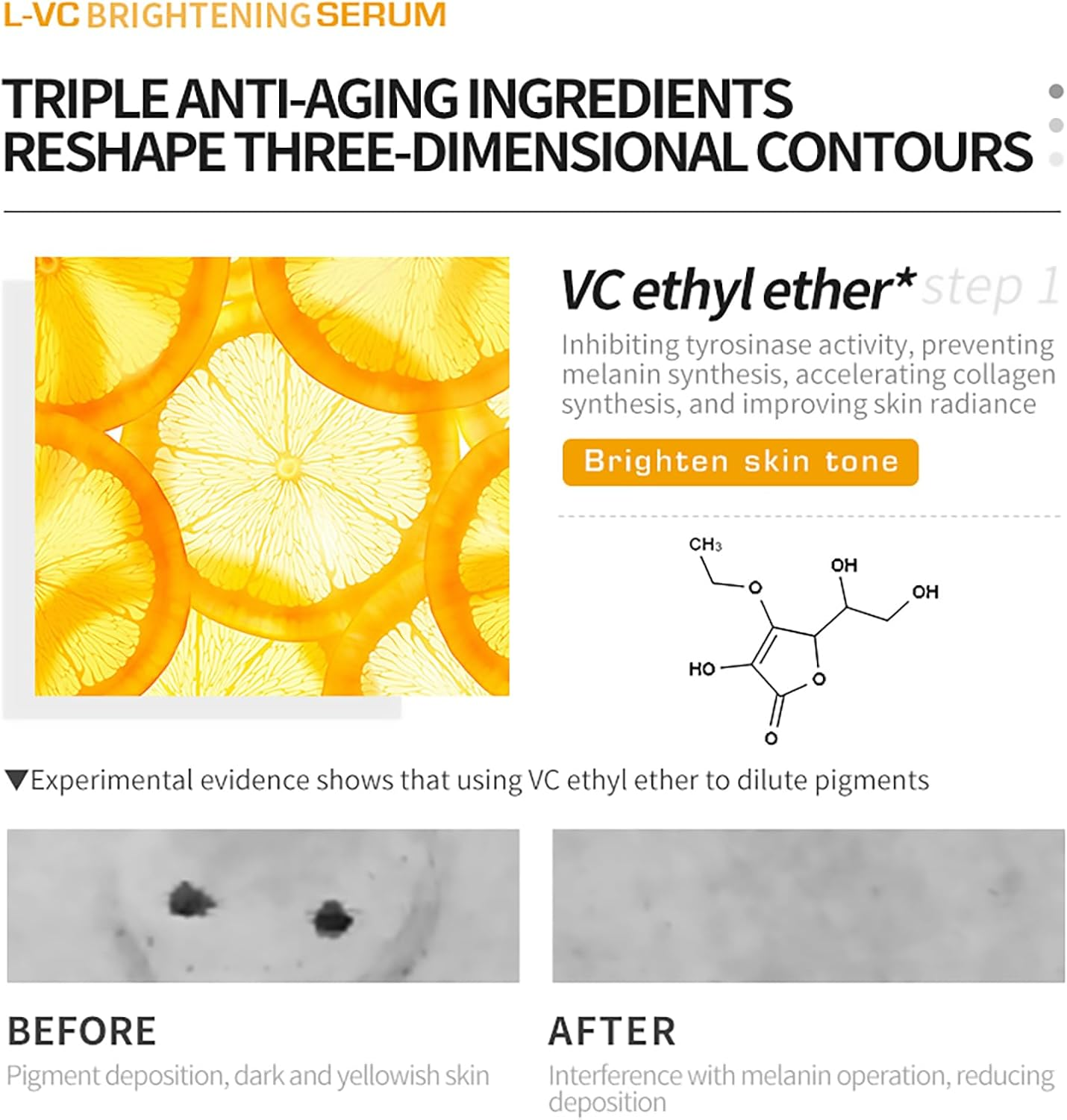 Deleventh Korean Brand Vitamin C Brightening Face Serum 37Ml / with 3-O-Ethyl Ascorbic Acid, Niacinamide and &Alpha;-Arbutin, Reduce Dark Spots and Fine Lines, Enhance Elasticity, Hydrate, and Protect Skin image number 4