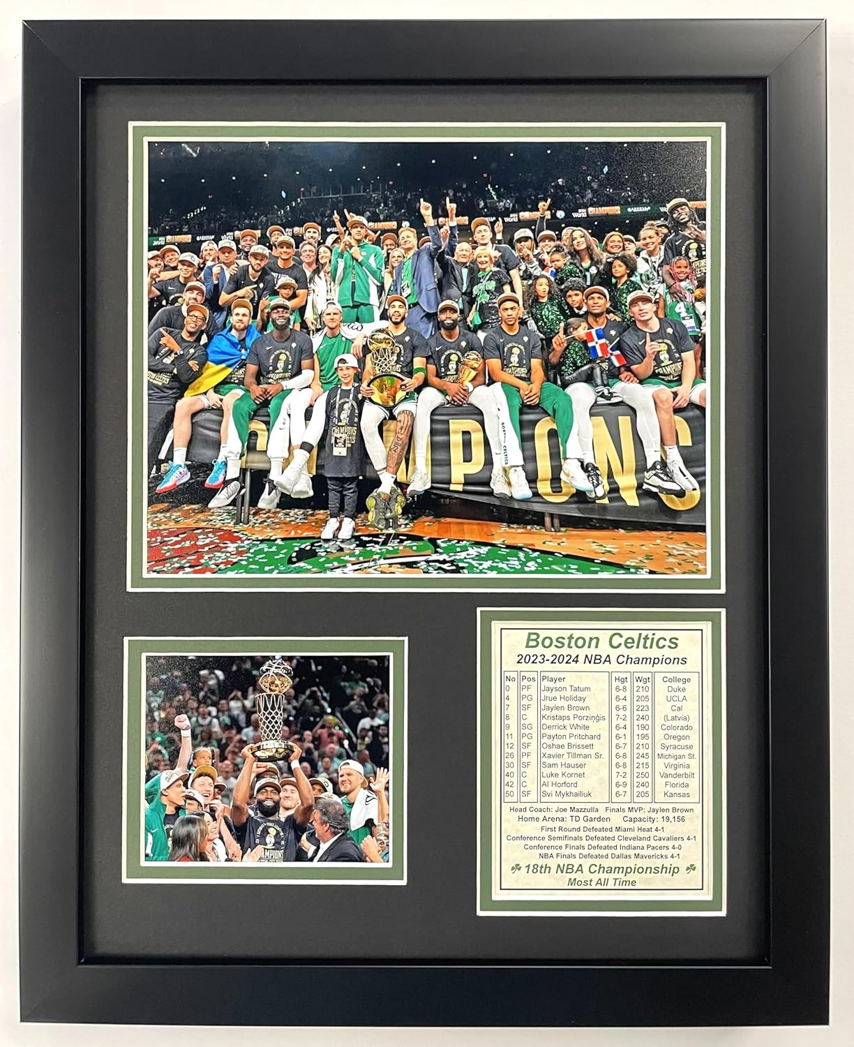 Boston Celtics | 2023-2024 Champions | Framed Photo Collage | 2 Sizes and 3 Styles | (Podium, 12"X15")
