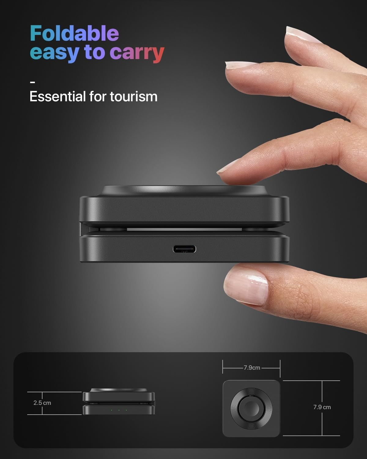 Foldable 3 in 1 Wireless Charging Station for Apple Compatible with Magsafe Charger Stand,Magnetic Wireless Charger Station for Iphone 16 15 14 13 12 Series,Airpods Pro,Apple Watch(Black) image number 1