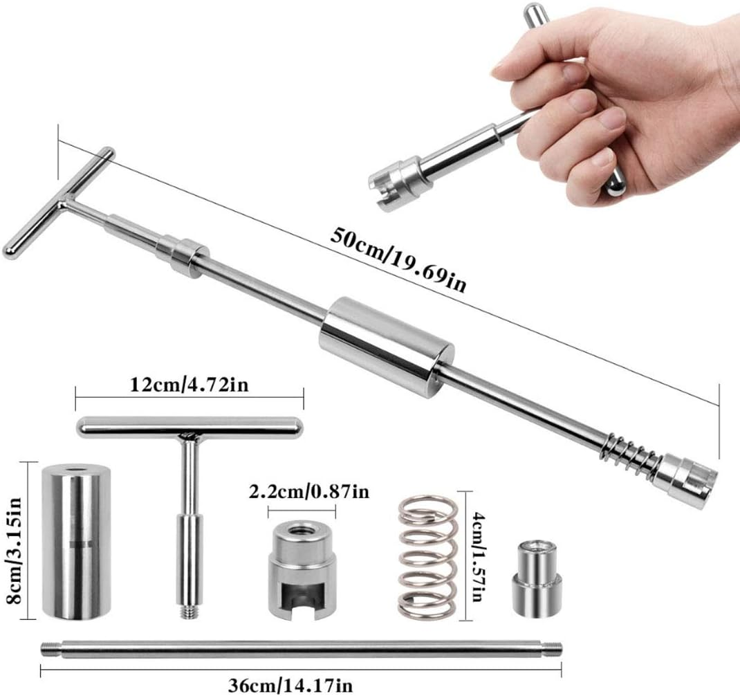 Car Paintless Hammer Repair Dent Puller 2 in 1 Sliding Hammer Dent Repair Tools with Glue Gun Glue Sticks Bridge Puller Tabs (Kit E)