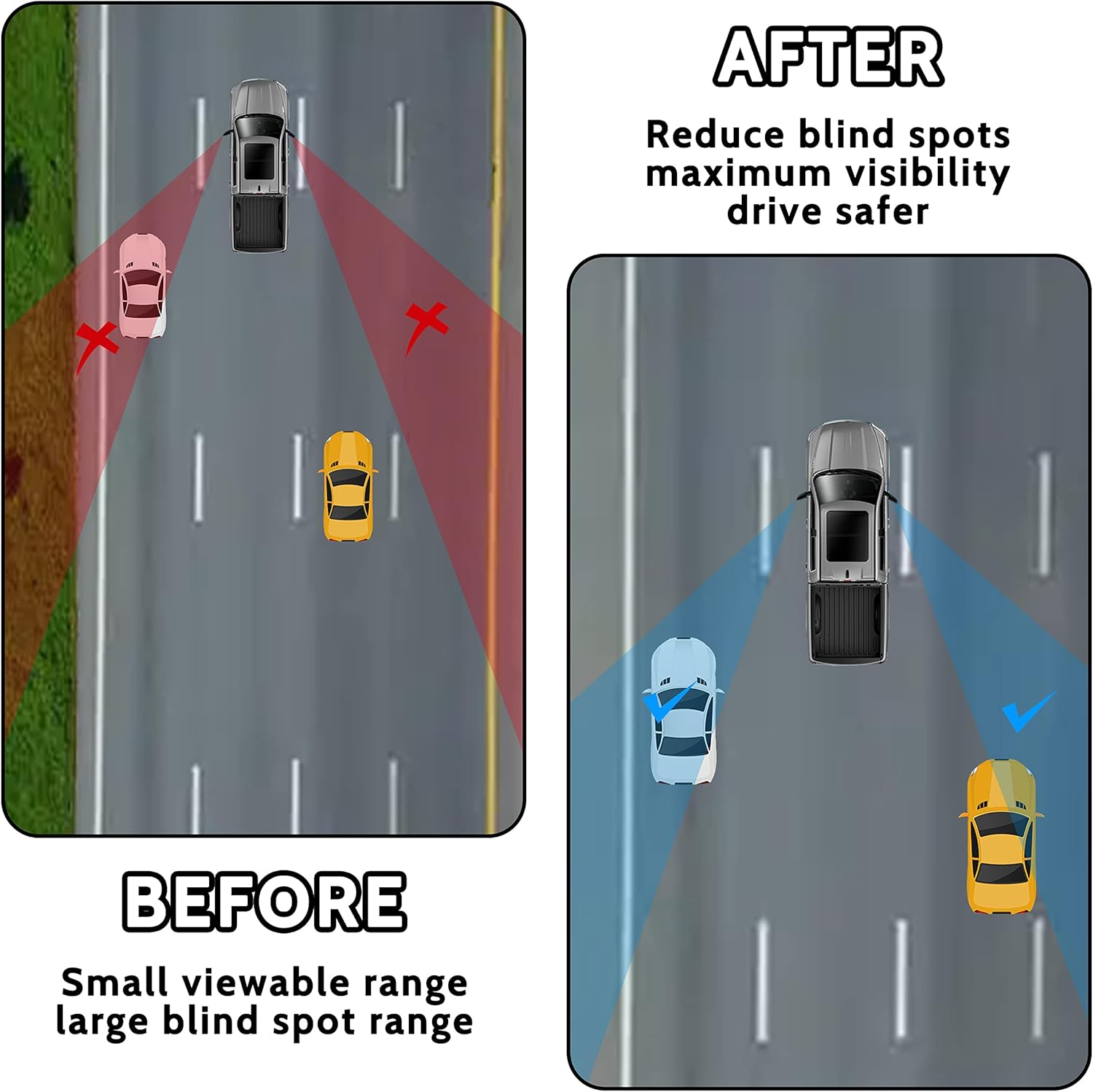 KEWISAUTO Clip on Mirror Extension for Ram 1500, Snap & Zap Towing Side Mirror Extensions Towing Clip on Exterior Rearview Mirror Extend Cover for 2009-2017 Dodge Ram 1500 2500 3500 Accessories image number 5