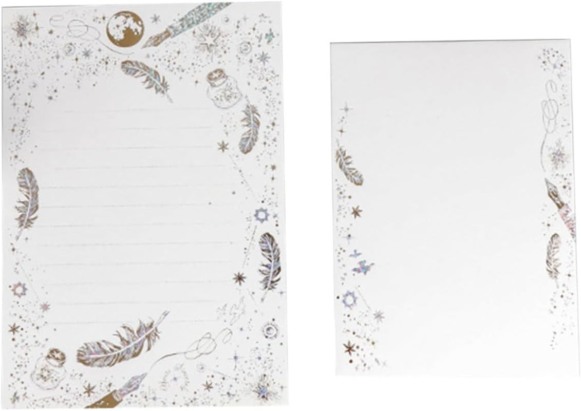 Operitacx Hot Stamping Quill Pattern Letter Paper Envelopes Set Kraft Paper for Holiday DIY Writing Christmas Stationery image number 3