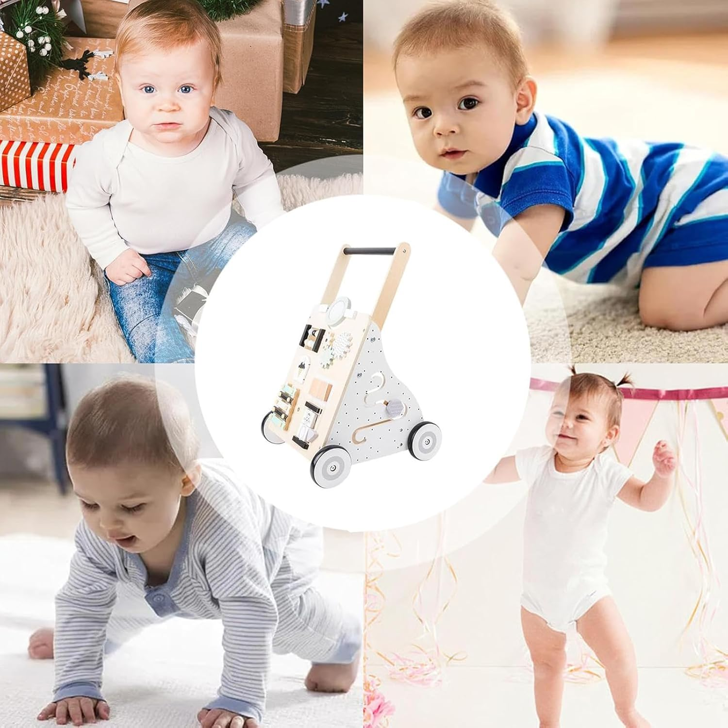 Baby Walker, Toddler Wooden Interactive Push Walkers, Girls Push Toy Learning Activity Walker for Baby Interactuve, Toddler Trolley, Kids Early Education Toy Birthday image number 3