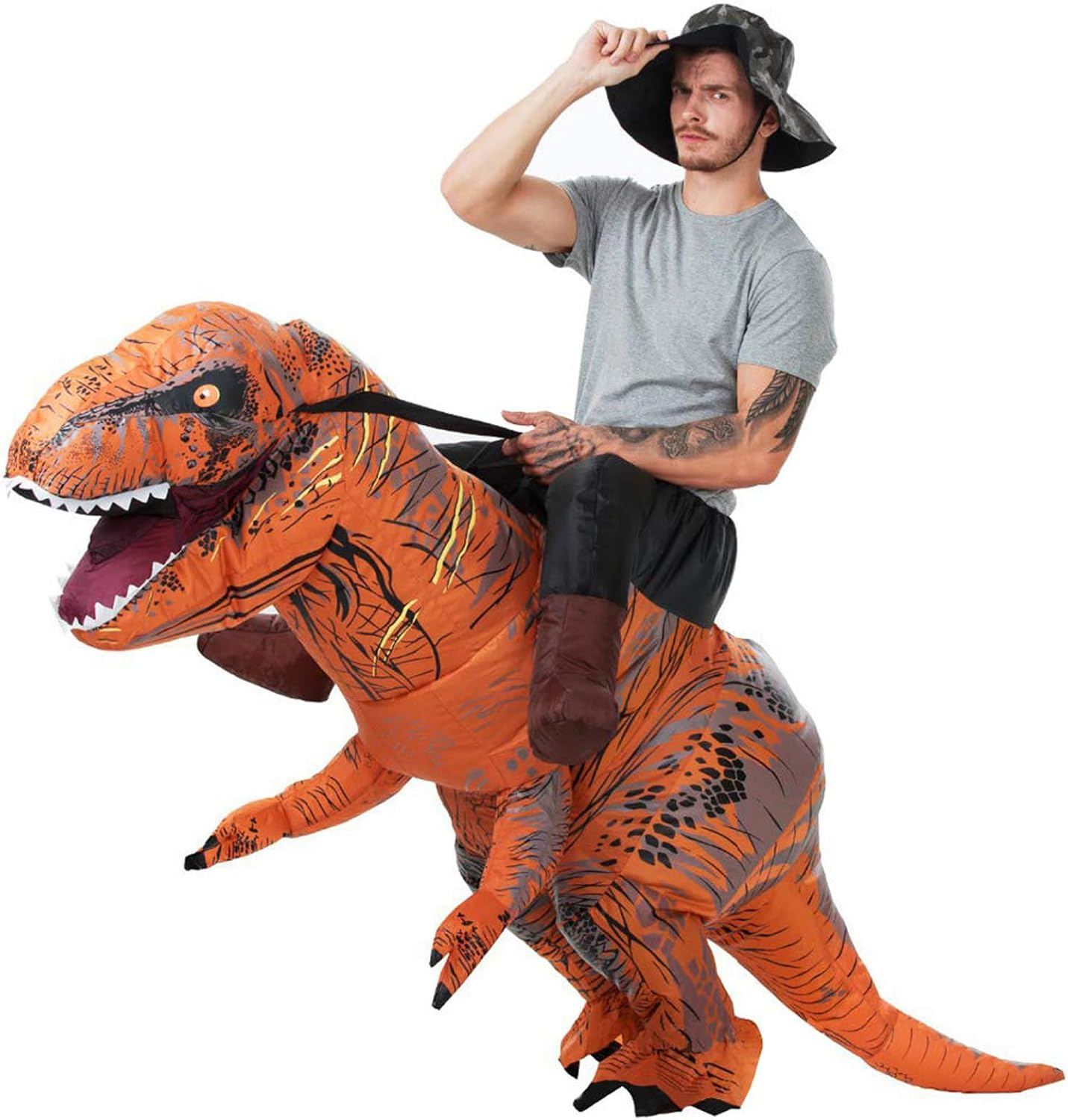 Inflatable Costume Dinosaur for Adult Riding T Rex Air Blow up Funny Party Halloween Costume