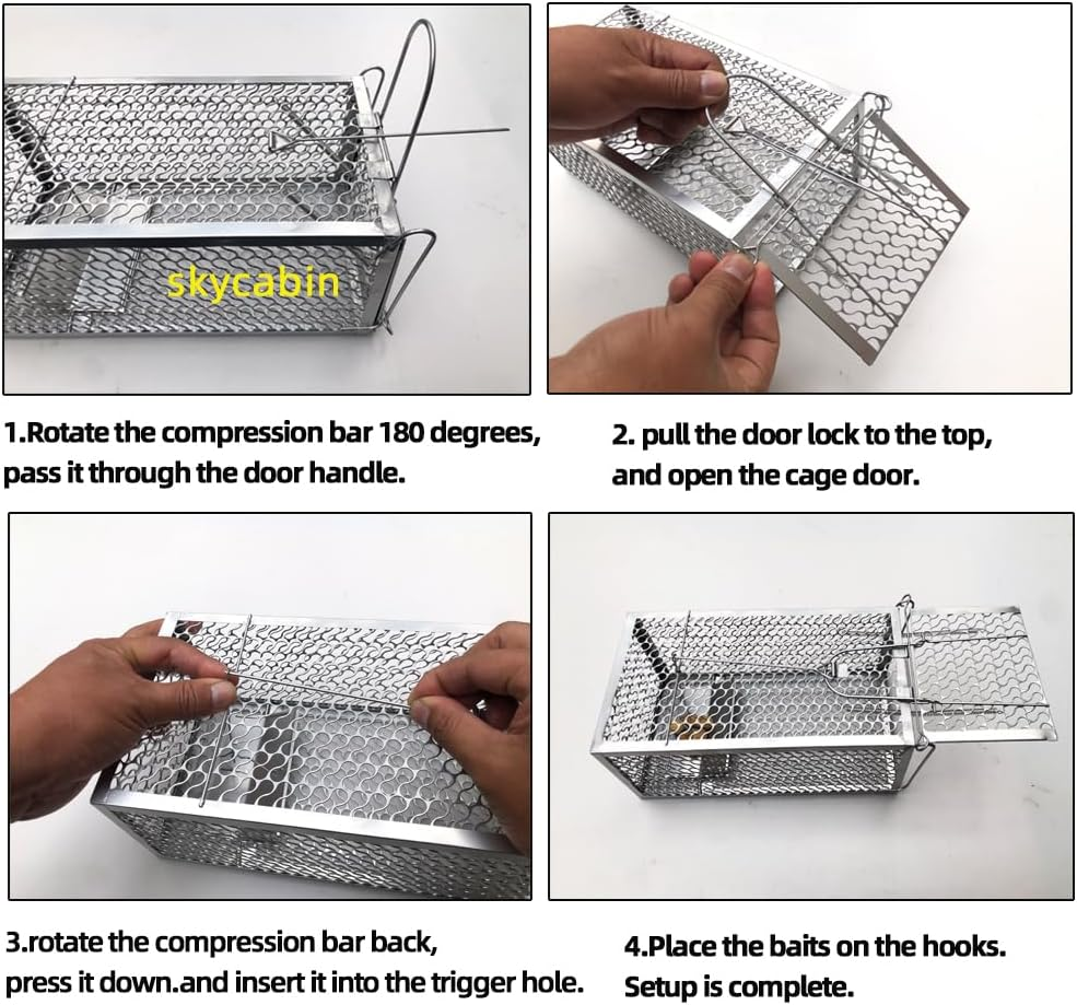 Skycabin 1 Door Humane Animal Cage Trap Rat Mouse Mice Voles Hamsters Trap Live Catch Mouse Cage Trap Work for Indoor or Outdoor Use to Catch and Release image number 4
