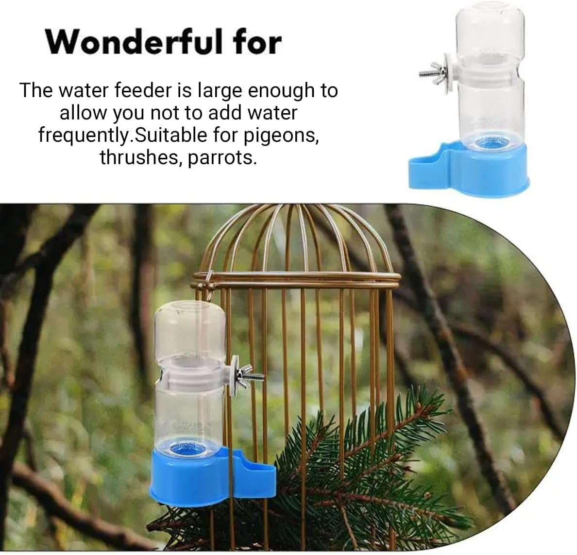 Automatic Bird Water Feeder for Parrots, Pigeons, and Small Birds, 140Ml Capacity, Transparent Bottle with Secure Cage Mount, Durable Pet Bird Supplies, Ideal for Birdcage Accessories image number 2