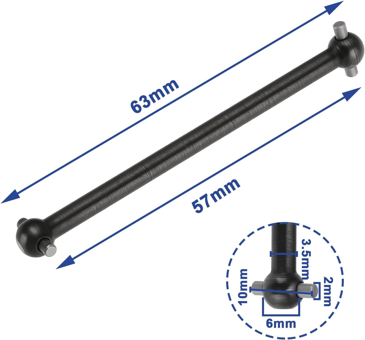 4Pcs RC Car Drive Shafts 63Mm/57Mm Dog Bone Drive Shaft Centre Drive Joint Accessory Suitable for Common 1:6 1:8 1:10 1:12 RC Car Models image number 5