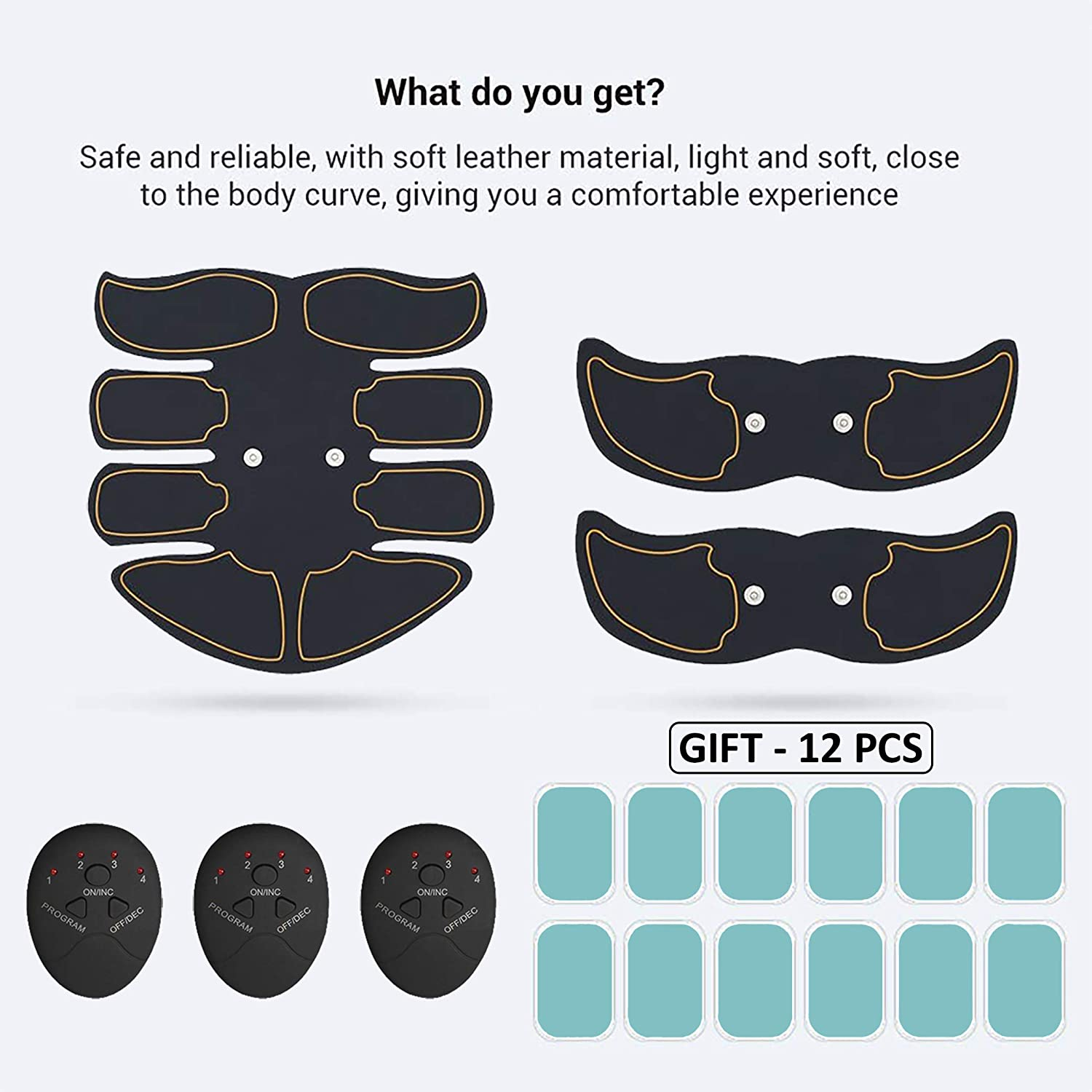 Muscle Toner Abs Stimulator with 12Pcs Free Gel Pads - Portable Muscle Trainer - Ultimate Abs Stimulator for Men Women - Workout Belt Body Training Gear Gym Fitness Equipment - Full Set for Abdomen Waist Arm Leg Training image number 3