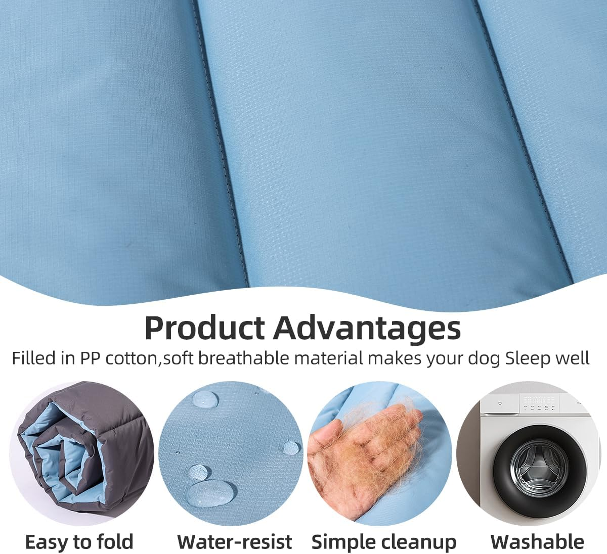 Outdoor Dog Bed, Waterproof Camping Dog Bed, Machine Washable, Easy to Clean, Large Size, Durable Travel Dog Bed, Foldable Portable Camping Travel Pet Mat for Medium and Large Dogs (L, Blue) image number 5