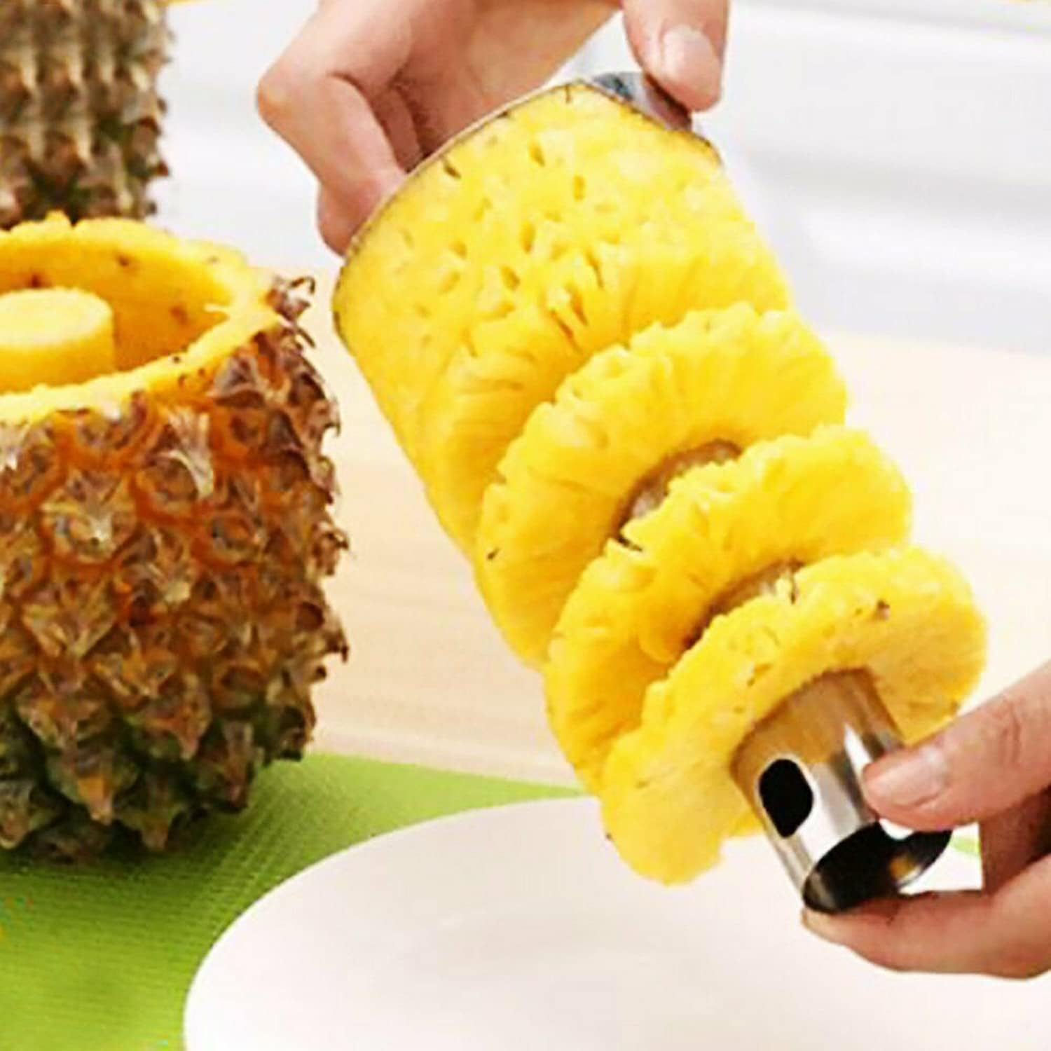 3-In-1 Pineapple Corer and Slicer, Pineapple Cutter Tool with Peeler - Premium Stainless Steel Kitchen Gadget for Perfect Rings in 60 Seconds, Dishwasher Safe & Ergonomic Handle image number 1