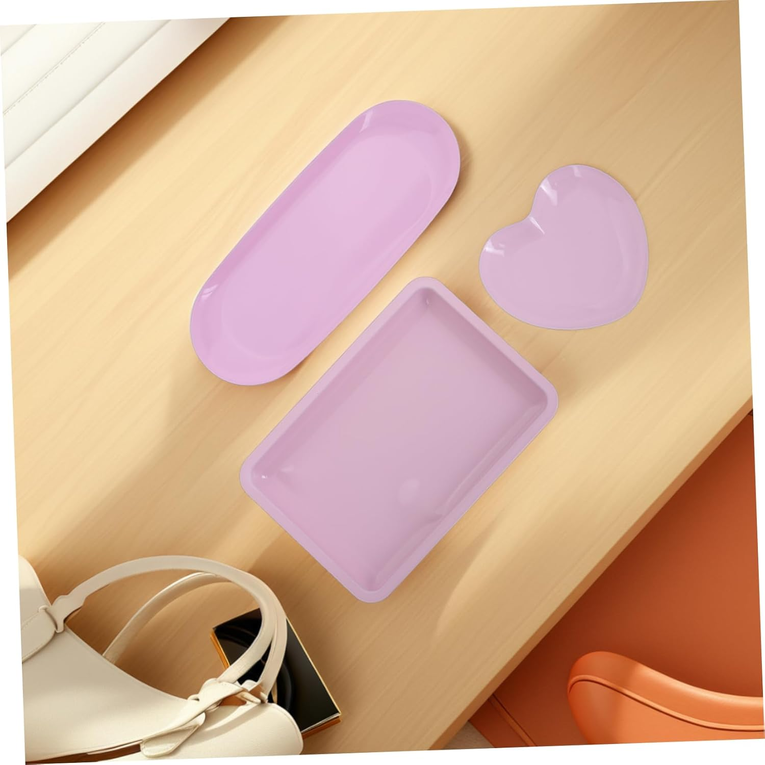 CANIGHT Nail Art Tool Storage Tray Set Decorative Jewelry Trays Heart Shape Food Serving Platter Stainless Steel for Party Kitchen Organization image number 2