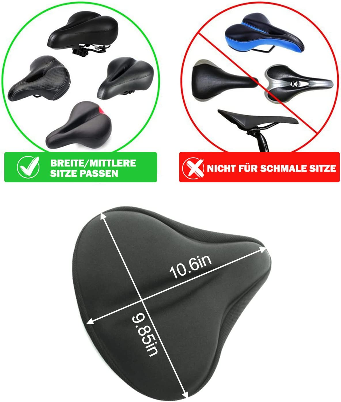 27 X 25 Cm Saddle Cover Gel Cover for Bicycle Seat Wide Saddle Cover Suitable for Cruisers, Stationary Bikes, Indoor Cycling, Spiders, Padded Saddle Cushion Soft Gel Construction image number 3