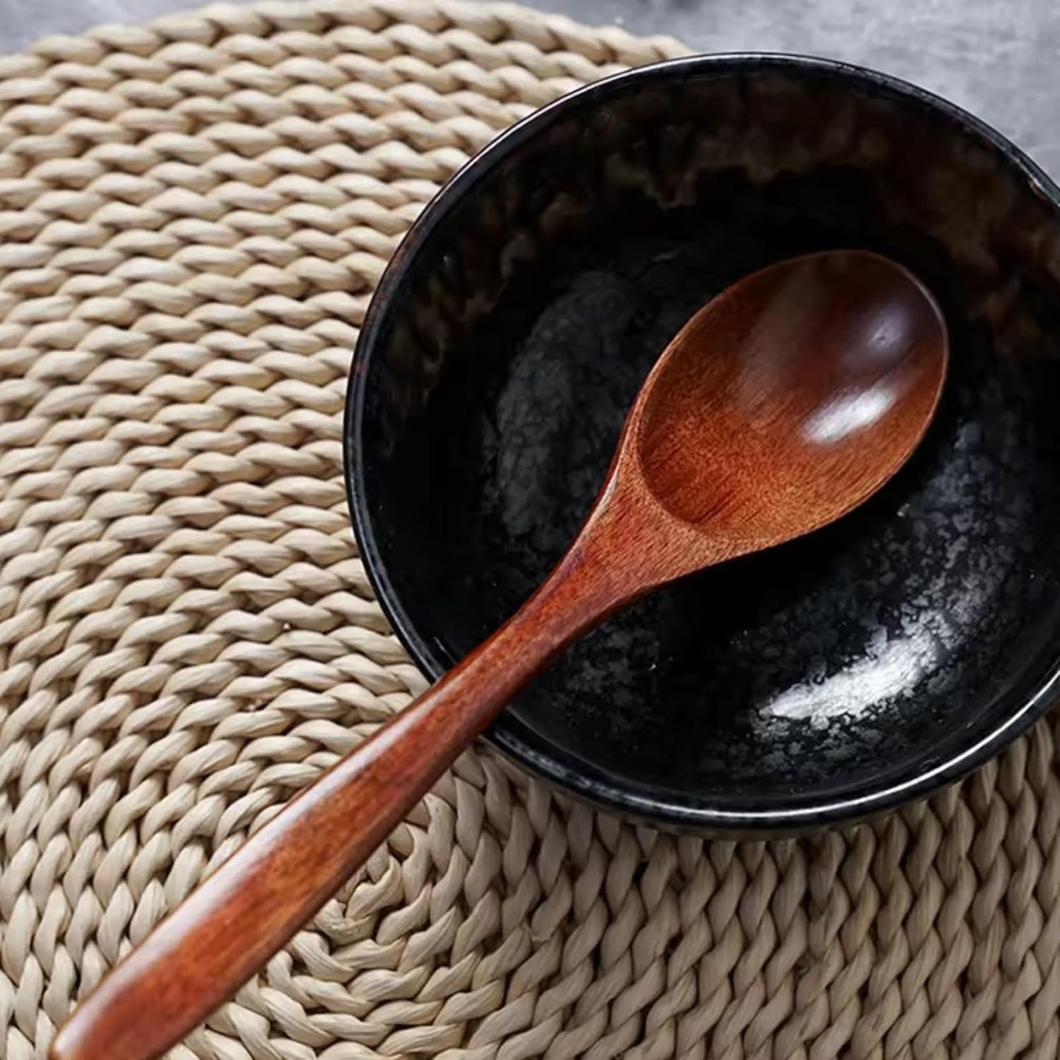 Wooden Spoons, 4 Pcs Wood Long Handle Spoon for Eating Mixing Stirring Cooking Kitchen Restaurant Utensils image number 5