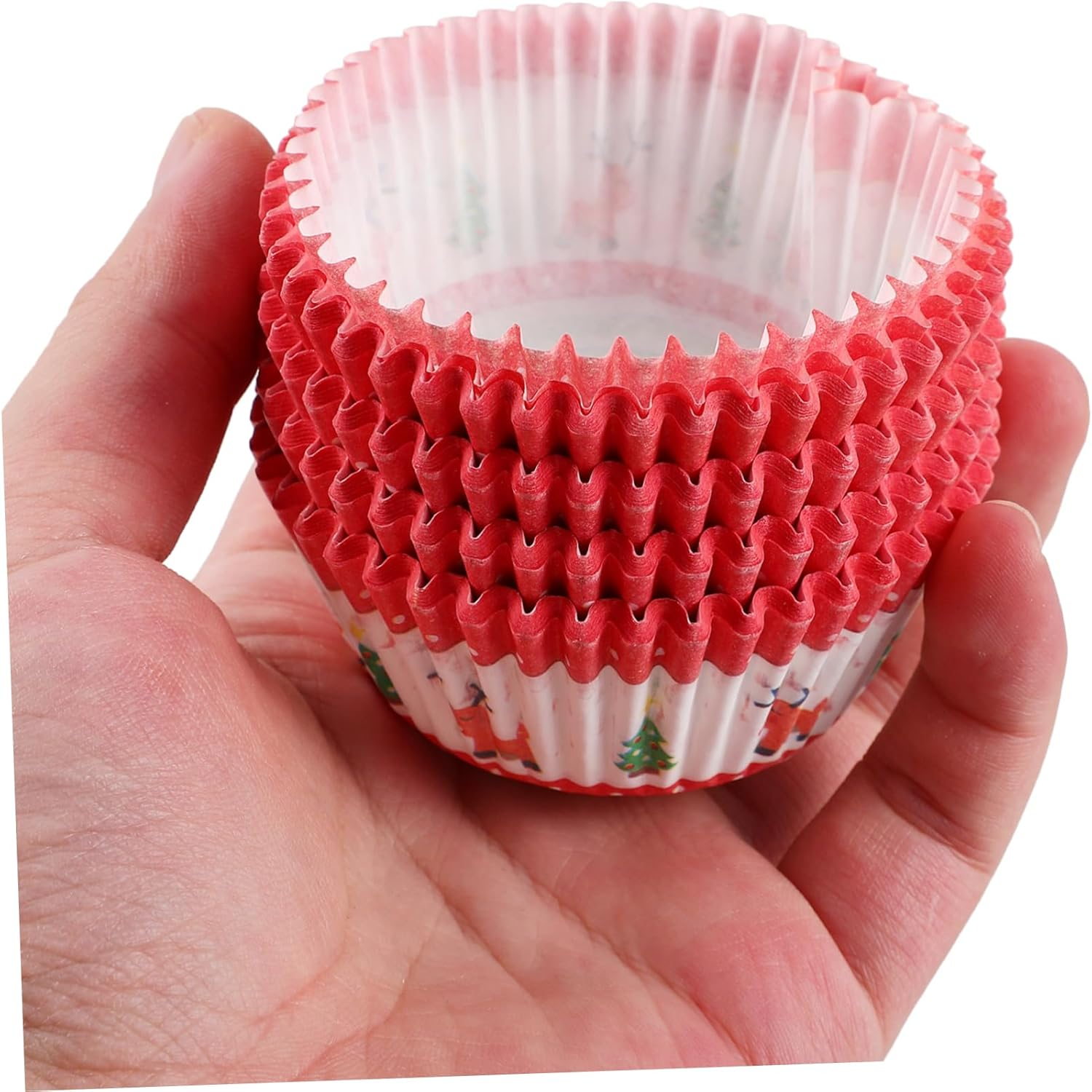 Christmas Mini Paper Cupcake Liners Greaseproof Baking Muffin Wrappers 400Pcs Small Cake Cups with Holiday Prints for Festive Baking image number 5