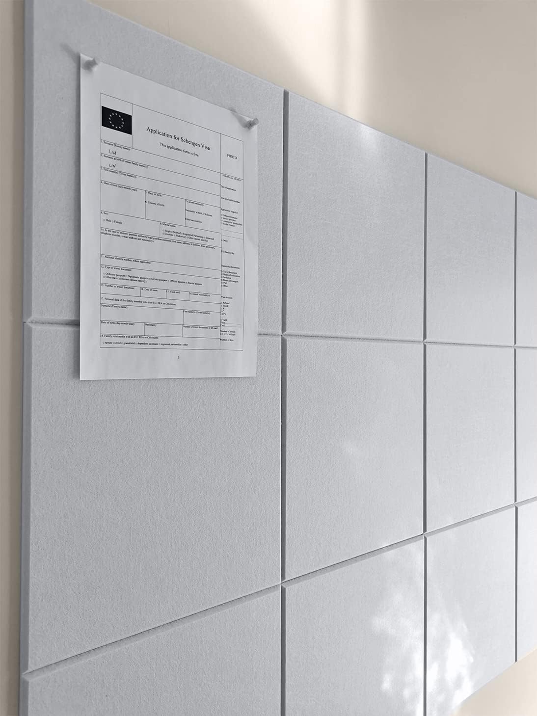 Office Cork Board Alternative | Gray Felt Tiles (12-Pack) | Felt Bulletin Board for Home | Wall Organizer for Office | Large Cork Boards | Pin Board Display | Dart Board Wall Protectors | Gray Black