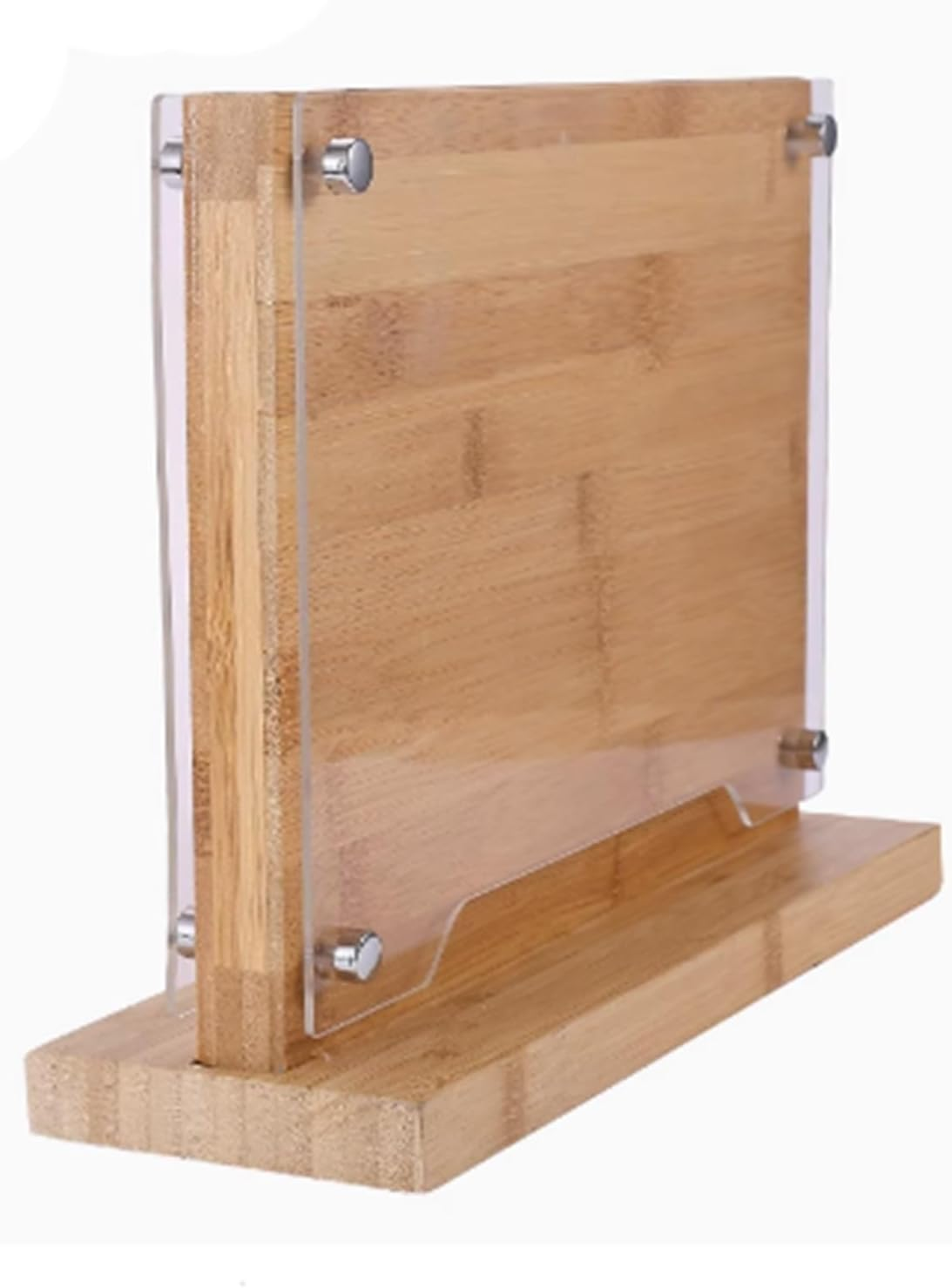 Magnetic Knife Block with Acrylic Shield 26*24 Cm, Double Side Kitchen Knife Holder without Knives- Acacia Wood Universal Knife Storage Organizer with Powerful Magnet for Kitchen Counter (Burlywood) image number 3