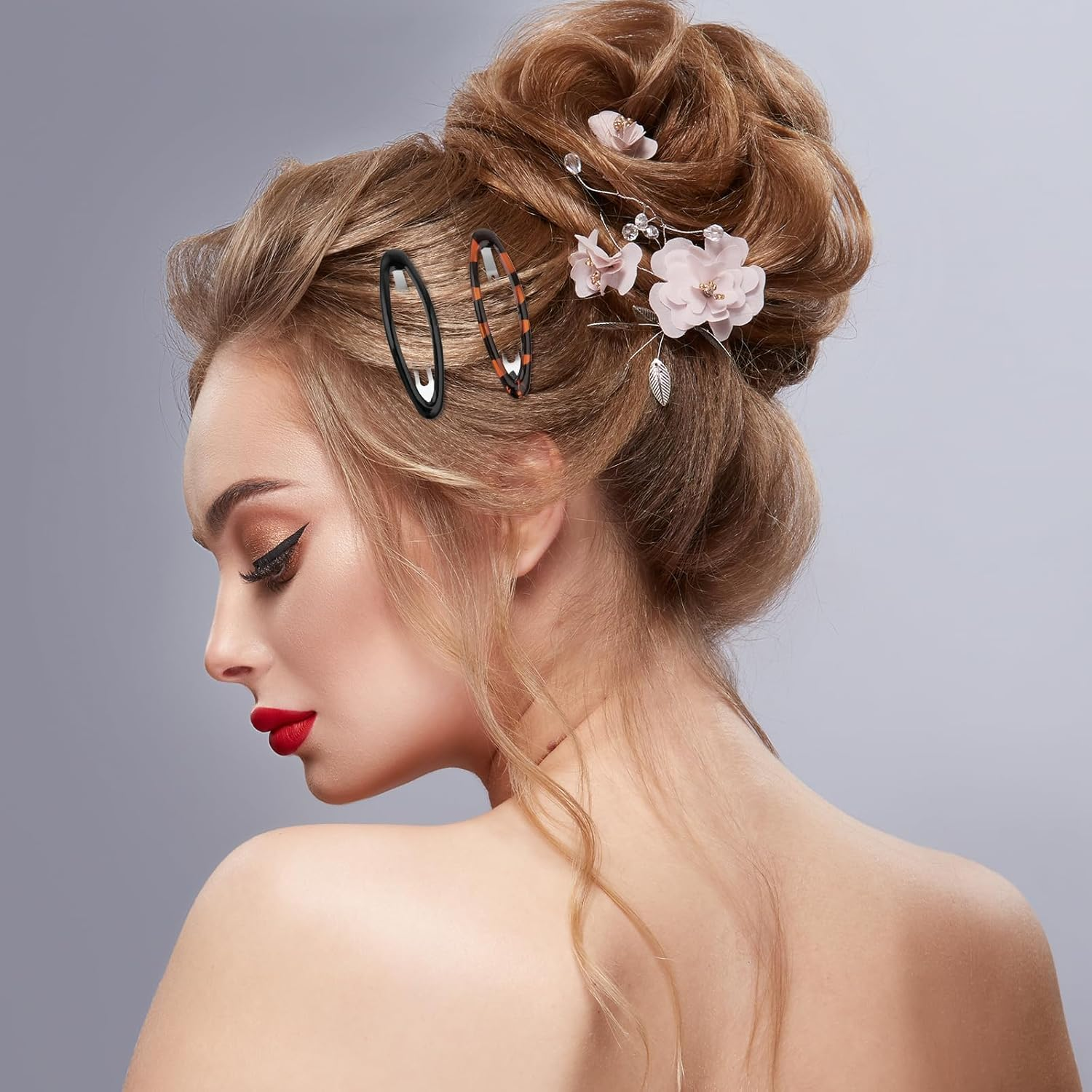 Barrettes for Women, 12 Pieces Oval Snap Hair Clip Vintage Flat Metal Tortoise Large Non-Slip Styling Clips for Women Girls Thick Fine Thin Hair image number 6