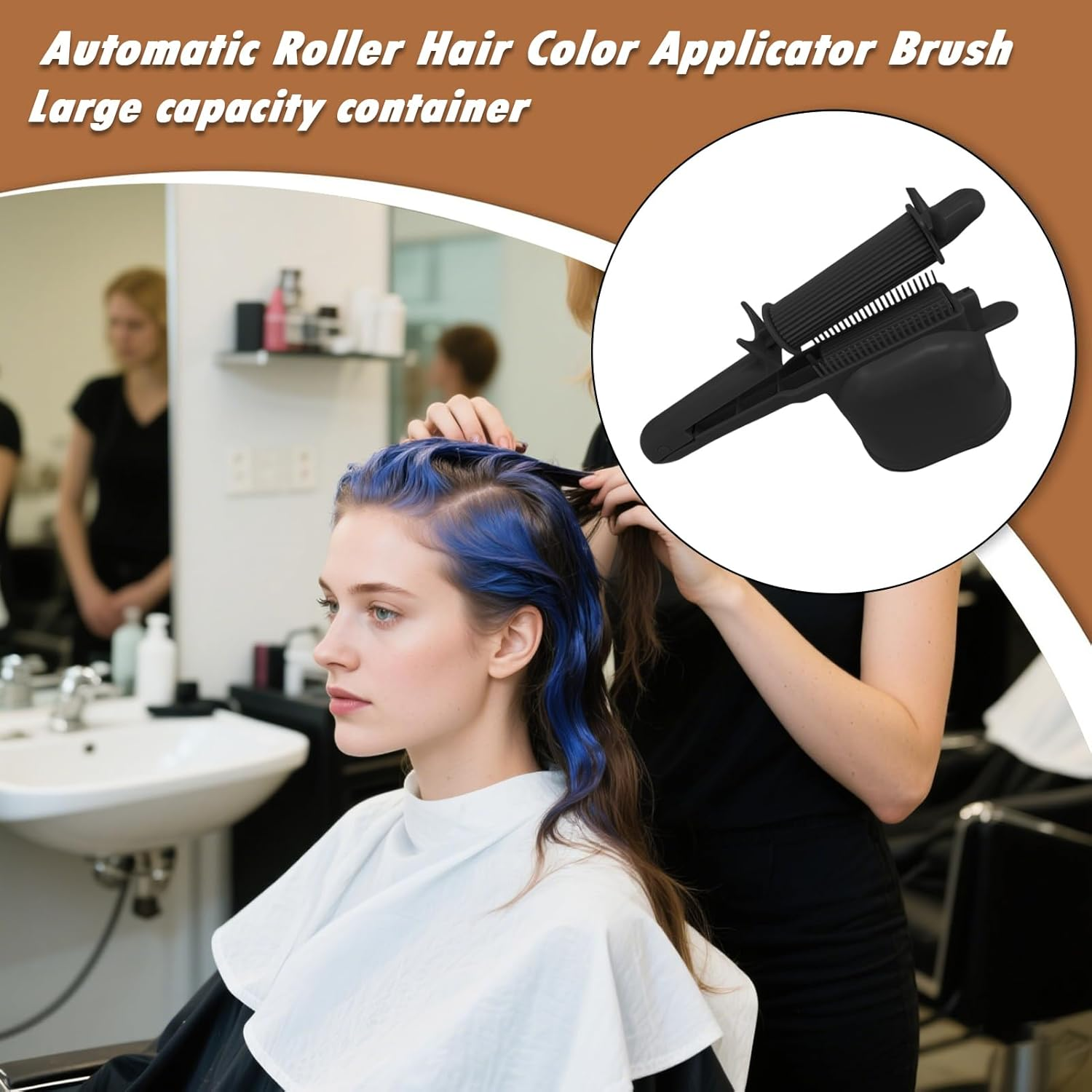 Hair Color Roller Applicator | Automatic Roller Hair Dye Applicator Comb - Ergonomic Multi-Purpose Stylist Coloring Tool for Beginners Adults Professionals Family Friends image number 6