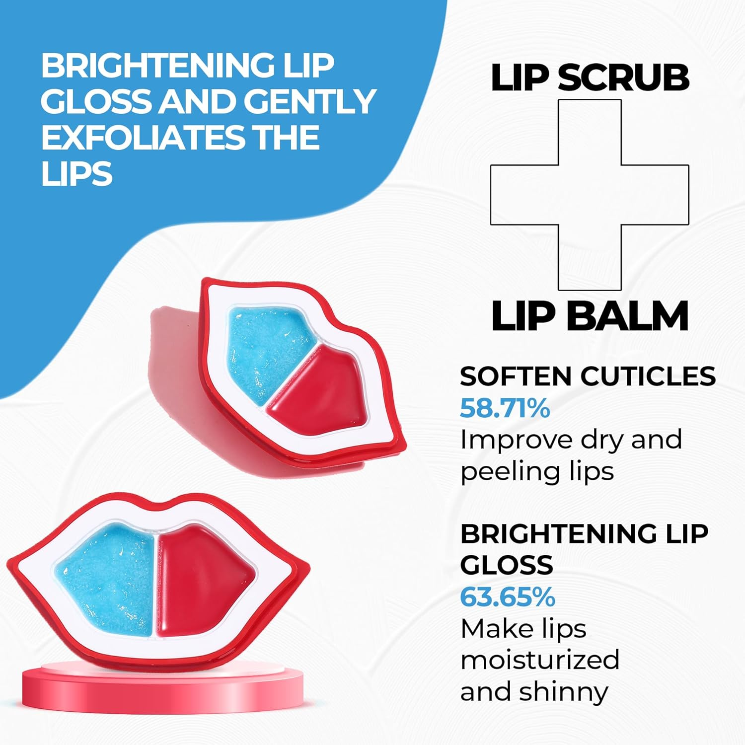 2-In-1 Lip Care Kit &ndash; Blueberry Lip Scrub Exfoliator (28G) & Strawberry Moisturizing Lip Balm (20G) | Lip Lightening for Dark Lips | Exfoliating Lip Scrub & Lip Balm Set for Soft, Hydrated Lips (48G) image number 5