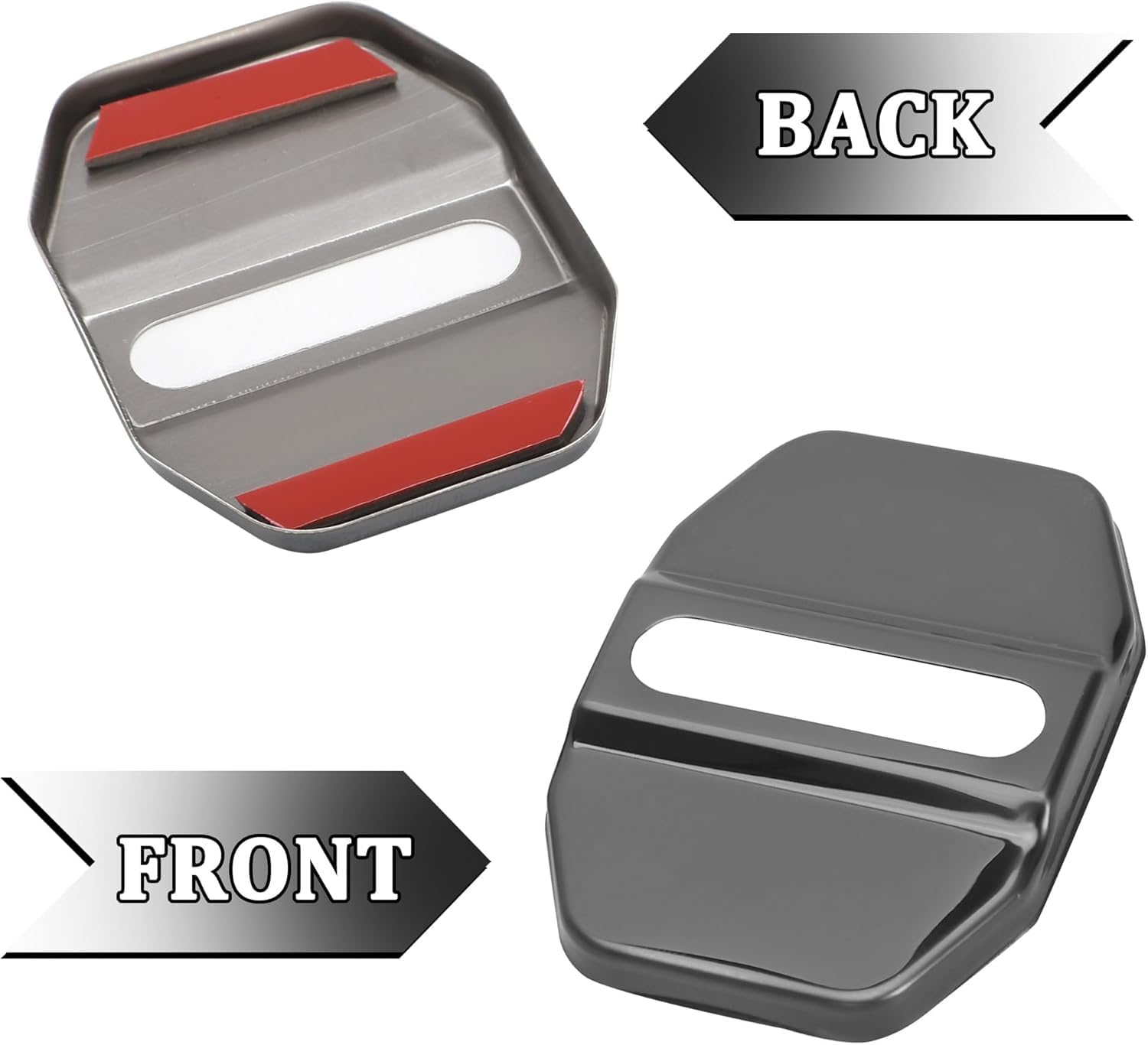 4Pcs Car Door Lock Latches Cover Protector Compatible with Mercedes-Benz AMG (A S M C E CLS GL CLA GLE GLC) GTA Accessories Stainless Steel Car Door Lock Sport Style Decorations (Blakk) image number 2