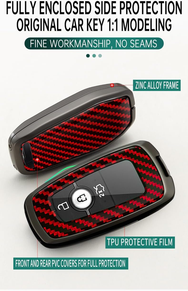 Ontto Alloy Car Key Fob Cover Fit for Ford Mustang Edge Fusion S-Max Ranger Mondeo F-150 F-250 Ecosport Key Case Keyring PVC Key Shell Holder Keychian Accessories 2/3/4/5 Buttons Black image number 4