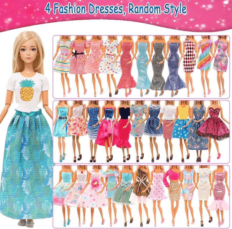 Barwa Lot 15 Items = 5 Sets Fashion Casual Wear Clothes/Outfit with 10 Pair Shoes 23 Accessories for 11.5 Inch 28 - 30 Cm Doll Xmas Gift image number 1