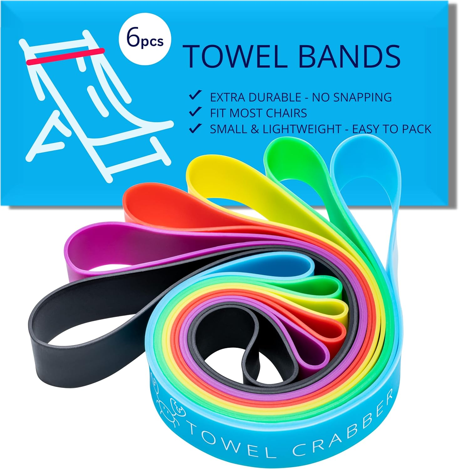 Towel Bands (6 Pack), Made of Sun-Resistant Silicone, a Great Alternative for Beach Towel Clips. Cruise Essentials, Cruise Accessories Must Haves