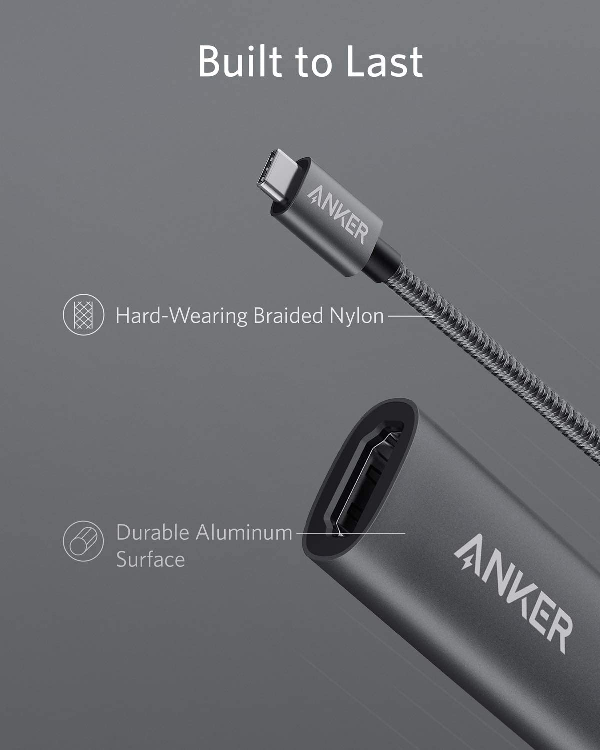 Anker USB C to HDMI Adapter (4K@60Hz), 310 USB-C Adapter (4K HDMI), Aluminum, Portable, for Macbook Pro, Air, Ipad Pro, Pixelbook, XPS, Galaxy, and More image number 2