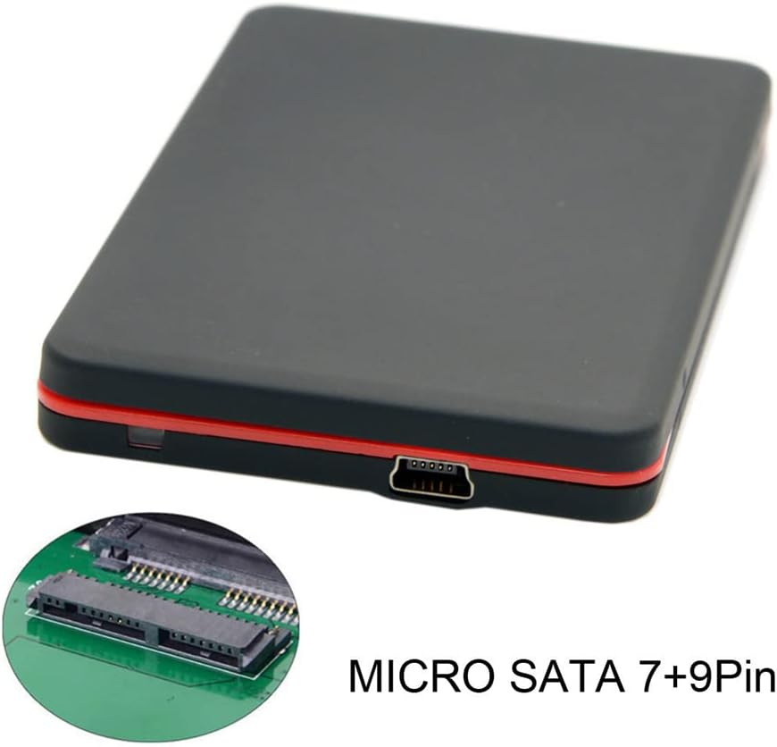 NFHK USB2.0 480Mbps to 1.8 Inch Micro SATA 16Pin 7+9 SSD HDD External Hard Disk Enclosure - Black Usb2.0 Port image number 4