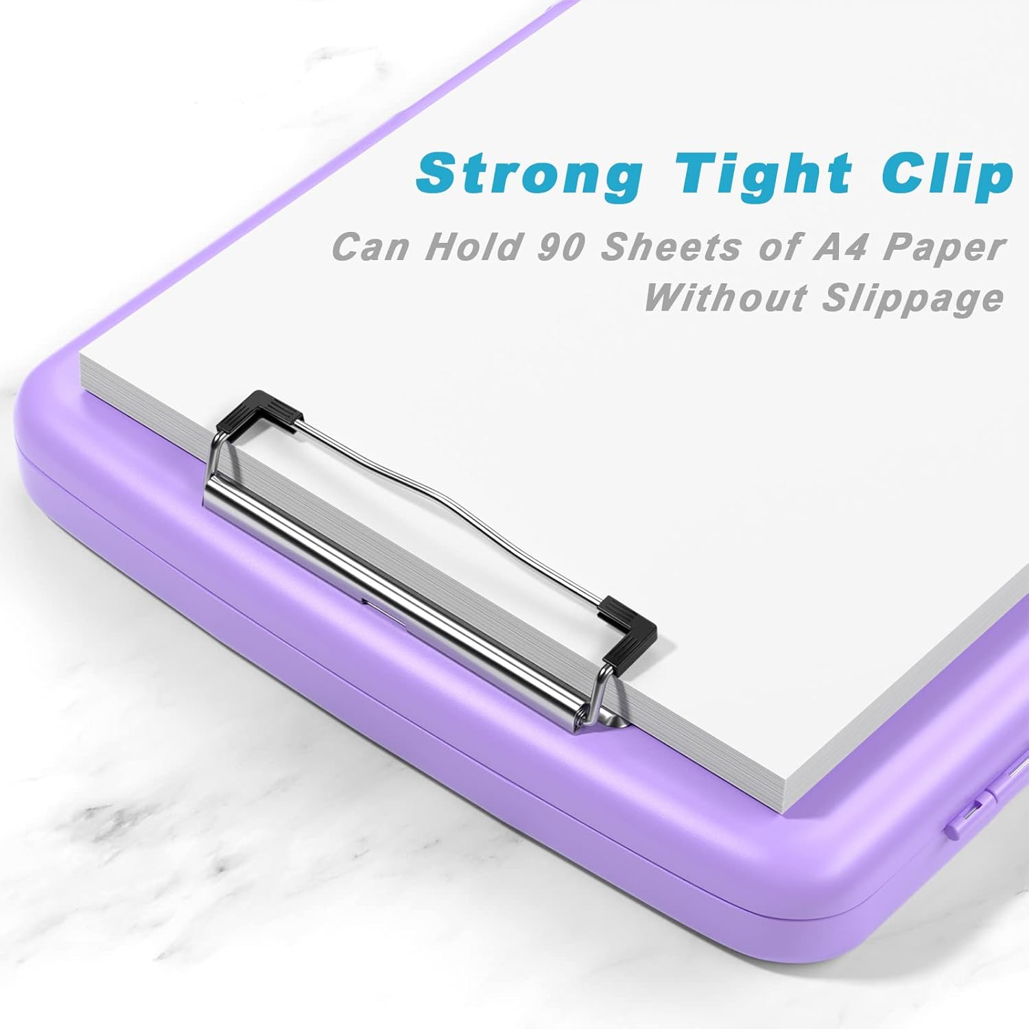 Rimilak Plastic Clipboard with Storage, High Capacity Nursing Clipboards with Pen Holder, Slim Clipboard Storage Box with Heavy Duty Clips, Clipboard Folder Side-Opening, Purple image number 2