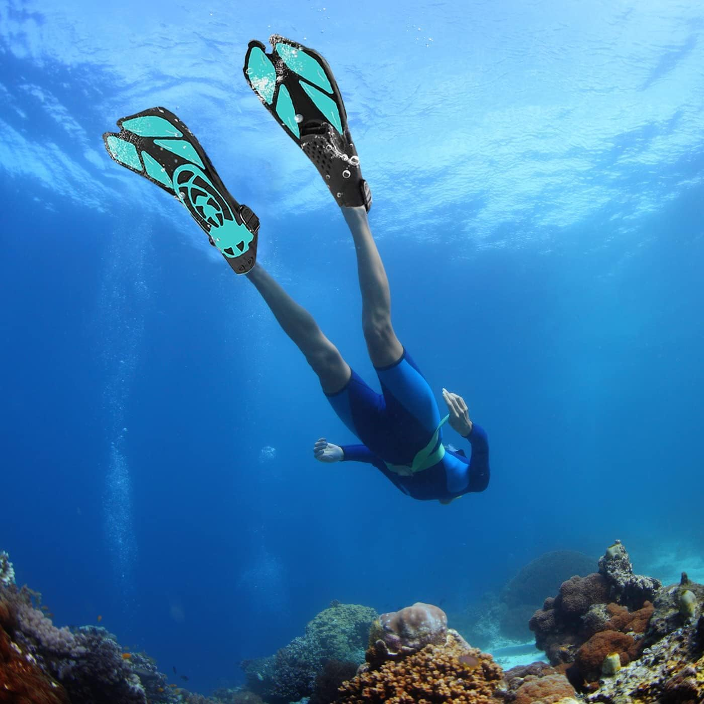 Snorkel Fins, Full Foot Pocket Swim Fins for Snorkeling, Diving image number 4