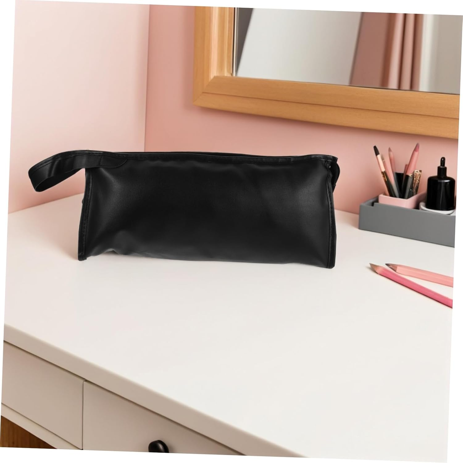 Portable Hair Dryer Storage Bag with Padded Interior PU Material Lightweight Travel Carrying Case for Hair Dryer Curling Iron Styling Tool Organizer with Multiple Compartments For image number 3