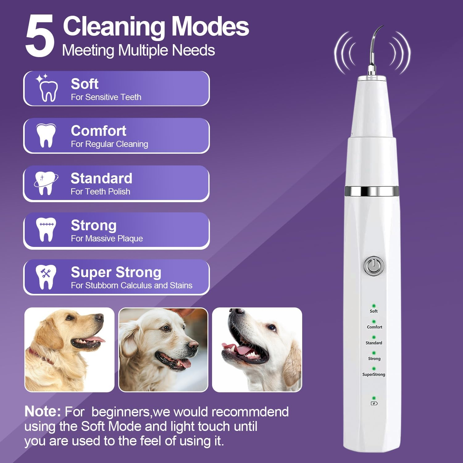 Dog Teeth Cleaning Kit-Dog Tooth Plaque Remover-Ultimate Pet Dental Care Kit - Ultrasonic Teeth Cleaner and Plaque Remover for Dogs | Complete Oral Hygiene Solution-White image number 4
