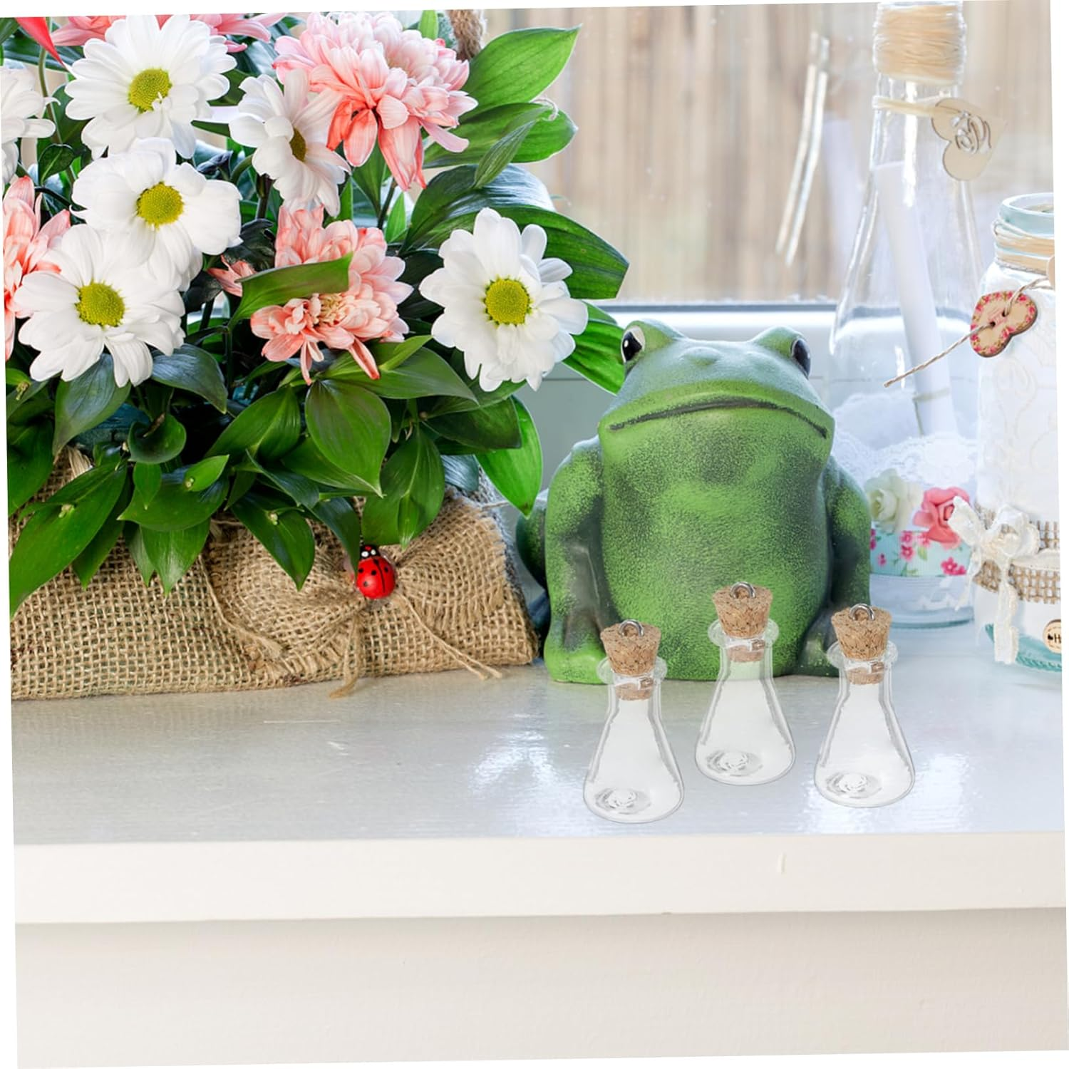 Elegant Glass Bottle Pendants Creative Wishing Bottles Set of 4 Diy Mini image number 1