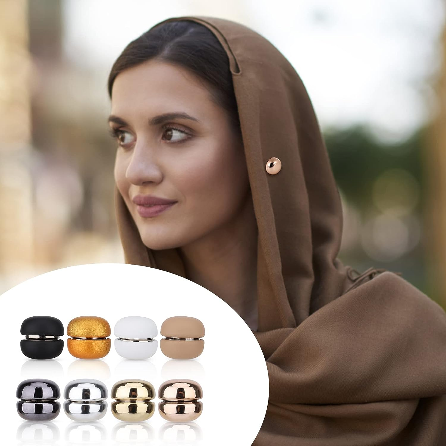 8PCS Multi-Purpose Magnetic Hijab Pins - Strong Pinless Scarf Clasp and Brooch for Women'S Hijabs, Scarves, and Clothes