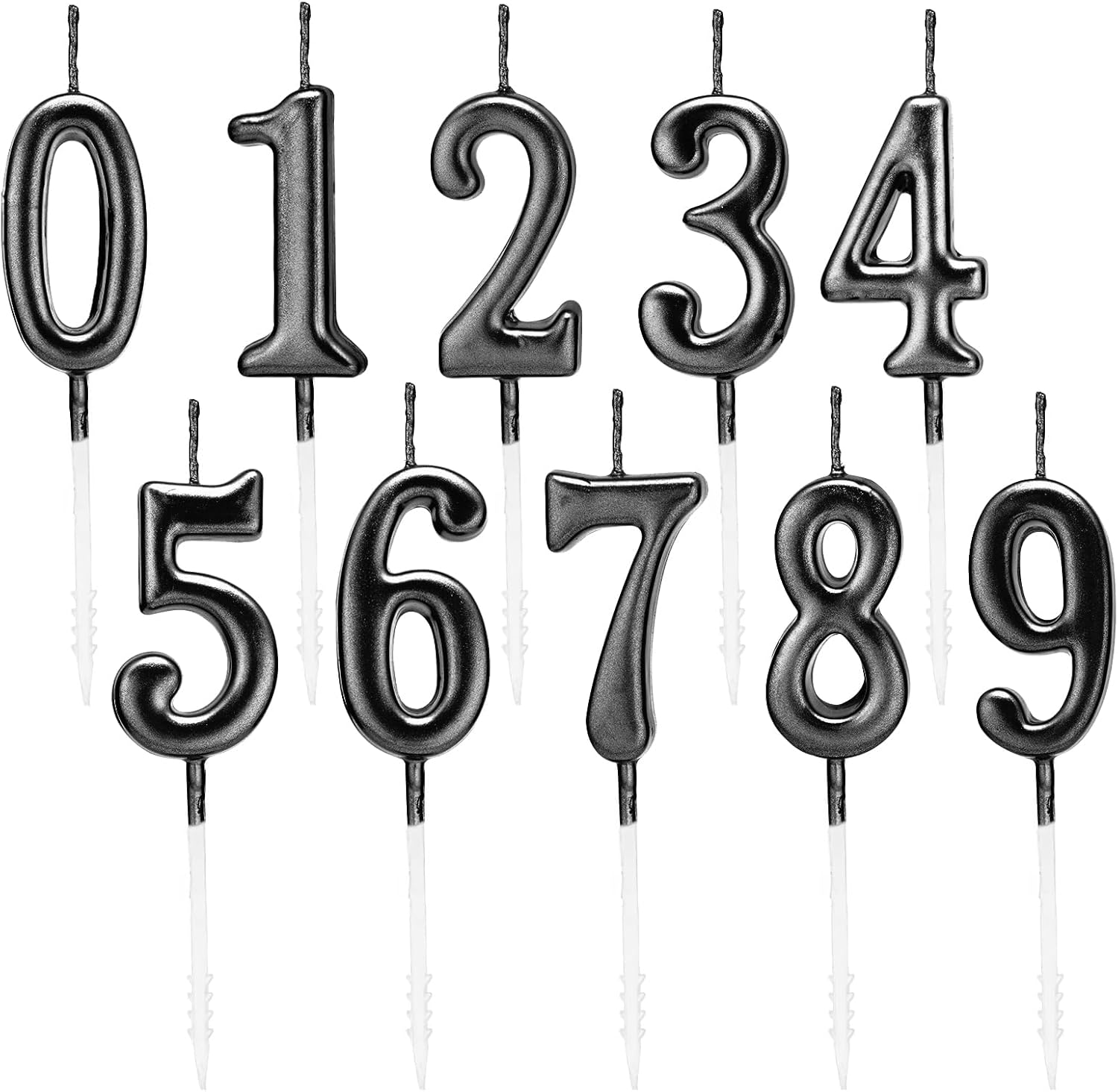 Cake Candles, 10 Pcs Birthday Number Candles, Birthday Cake Candles for Party Celebration (Black) image number 1