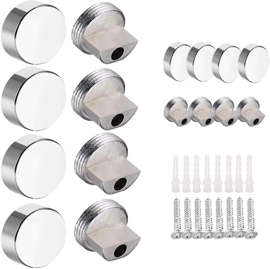 Mirror Clip Mirror Hanging Hardware Mirror Holder Clips Metal round Mirror Mounting Clips 8Pcs Zinc Alloy Clips for 3-6Mm Thick (Chrome, 8) image number 5