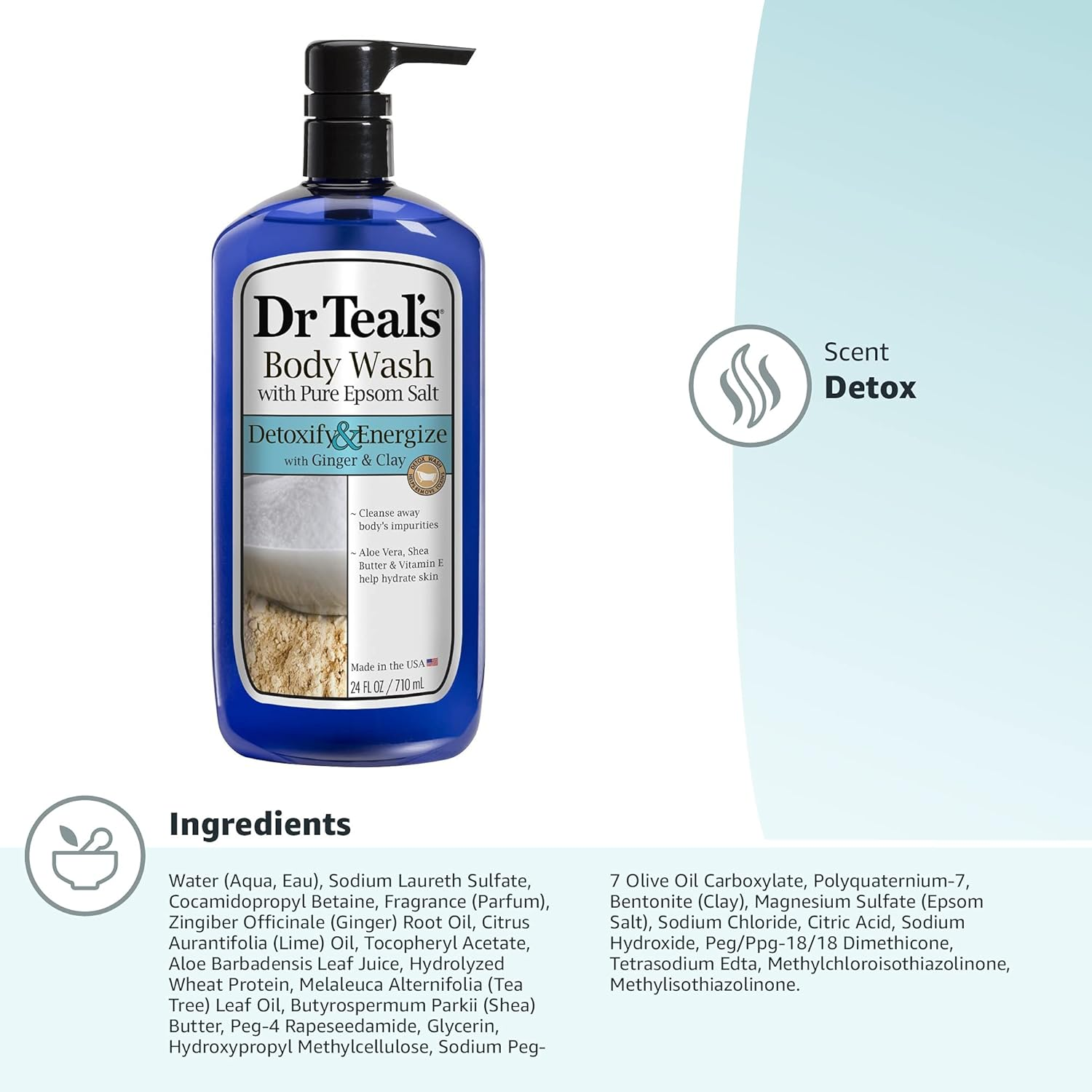 Dr. Teal'S Pure Epsom Salt Body Wash, Detox, 24 Fluid Ounce image number 4