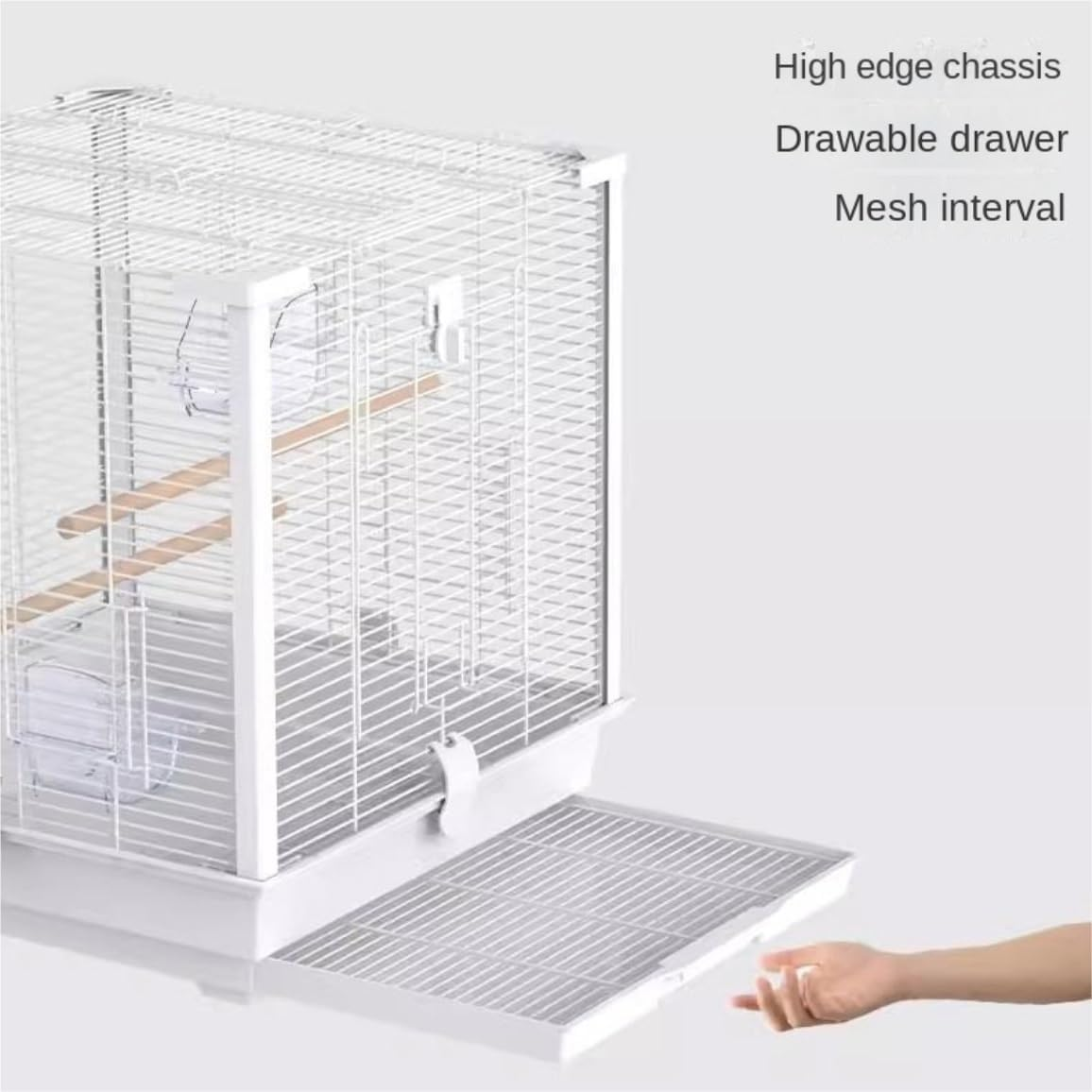 Bird Cage Birdcage Square Metal Bird Cage with Bird Feeder, Tray for Parrots Conures Lovebird Cockatiel Parakeets Bird Cages (Color : White, Size : 46 * 46 * 50Cm) image number 4