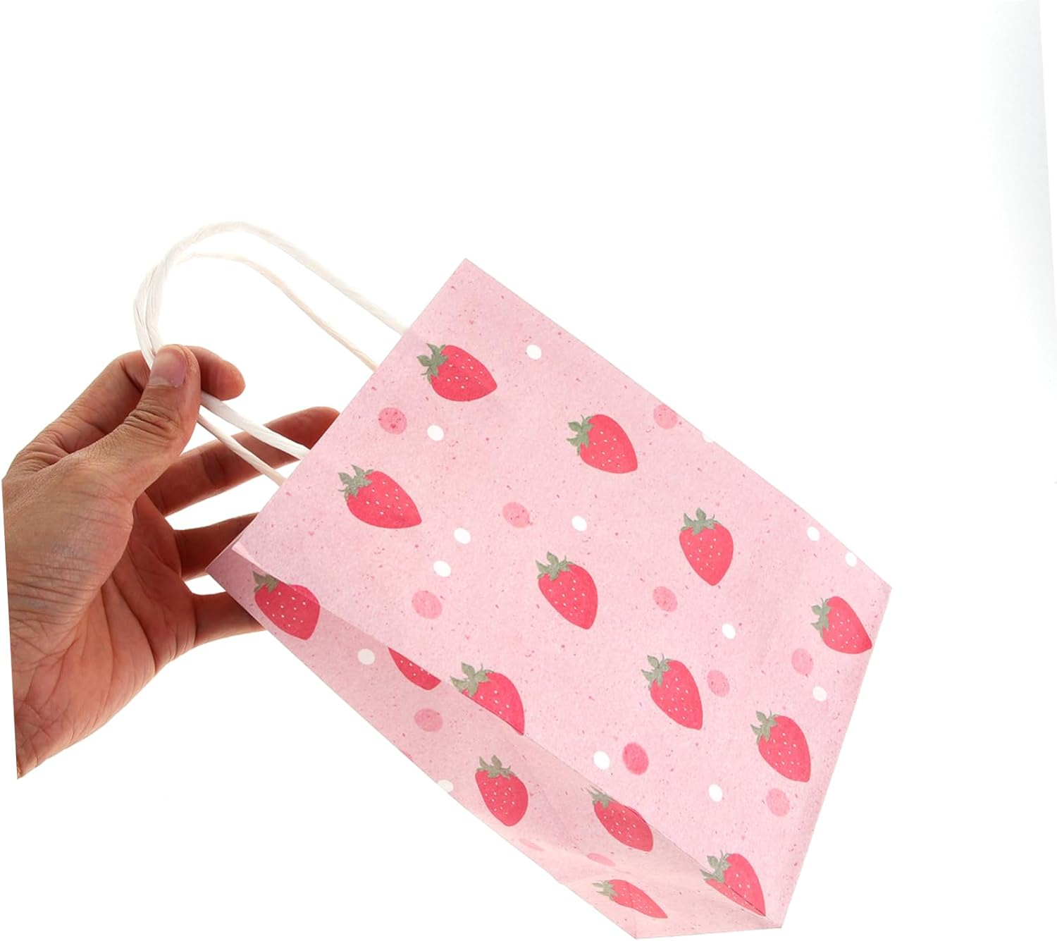 Partykindom 16Pcs Strawberry Present Bags with Handles Cute Paper Party Favor Bags for Birthday Showers and Holiday Festivals Small for Treats and Goodies image number 1