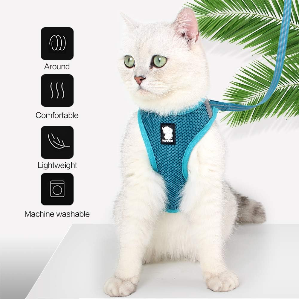 HEYWEAN Cat Harness and Leash - Ultra Light Escape Proof Kitten Collar Cat Walking Jacket with Running Cushioning Soft and Comfortable Suitable for Puppies Rabbits image number 3