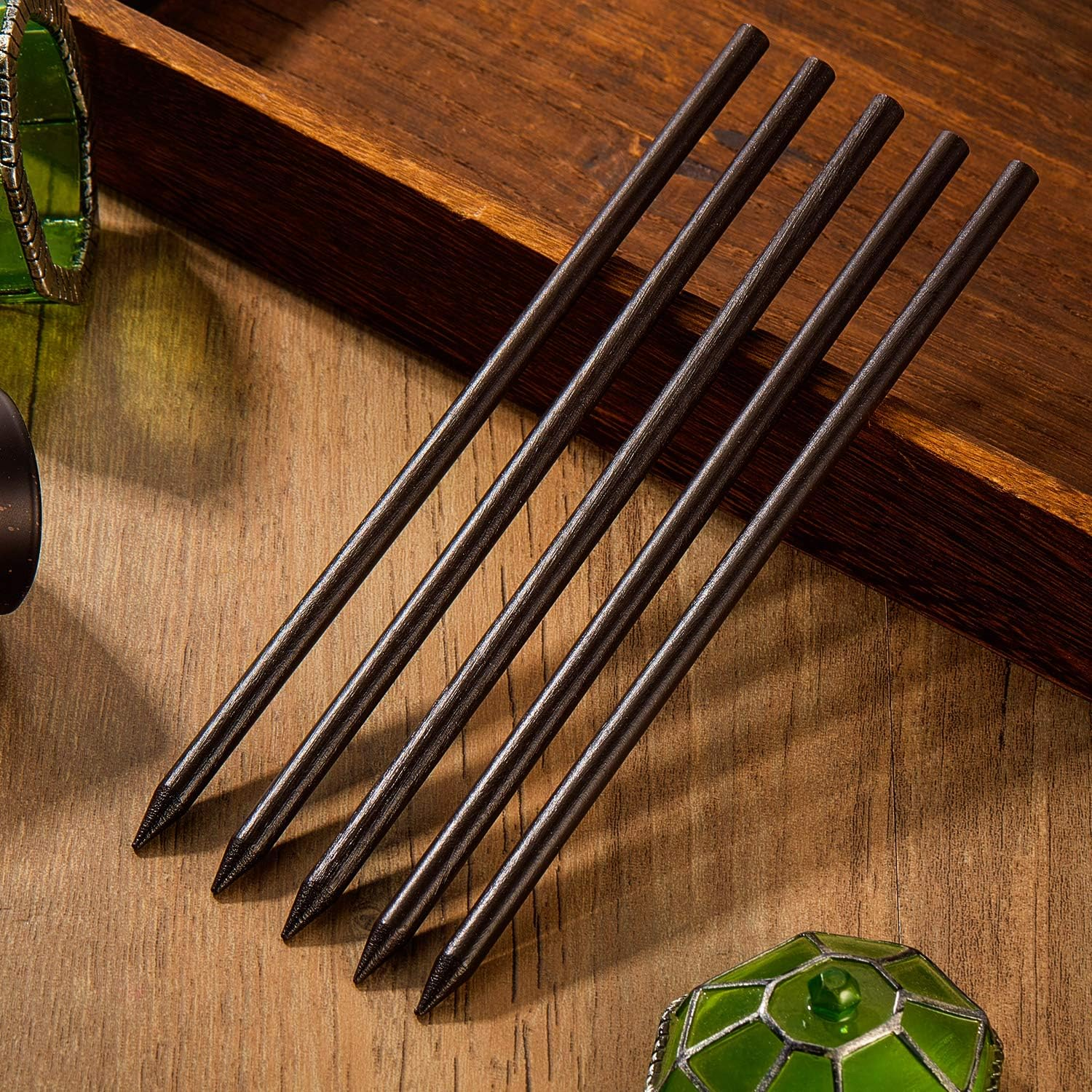 20 Pieces Wood Hair Sticks Chinese Hair Chopstick Clip Vintage Black Pencil Long Hairpins, Bun Maker Handmade Hairstyles Accessories for Women Decorative Holder image number 6