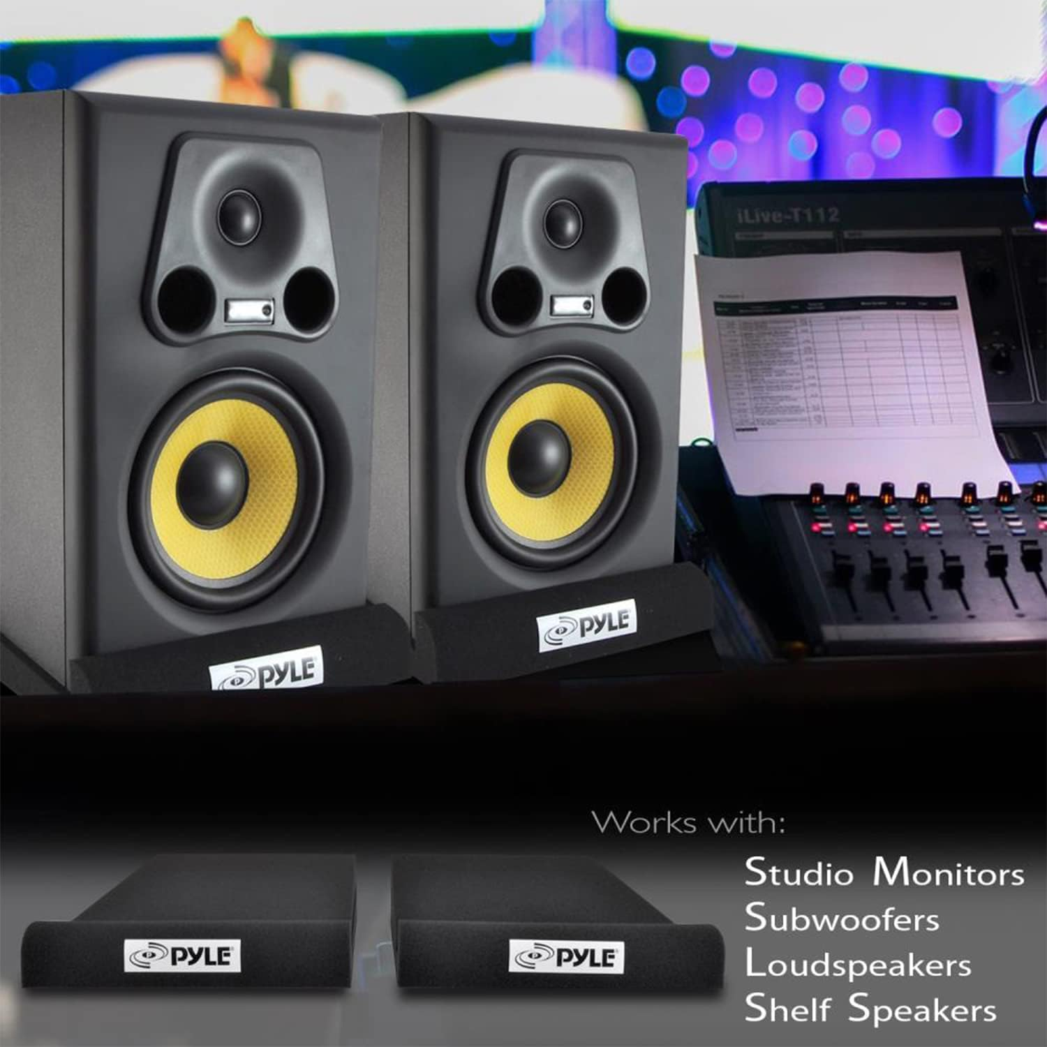 Pyle Psi03 Acoustic Studio Monitor Sound Isolation Pads Dampening Recoil Stabilizer Speaker Risers (9'' X 12'' Each) Pair image number 5