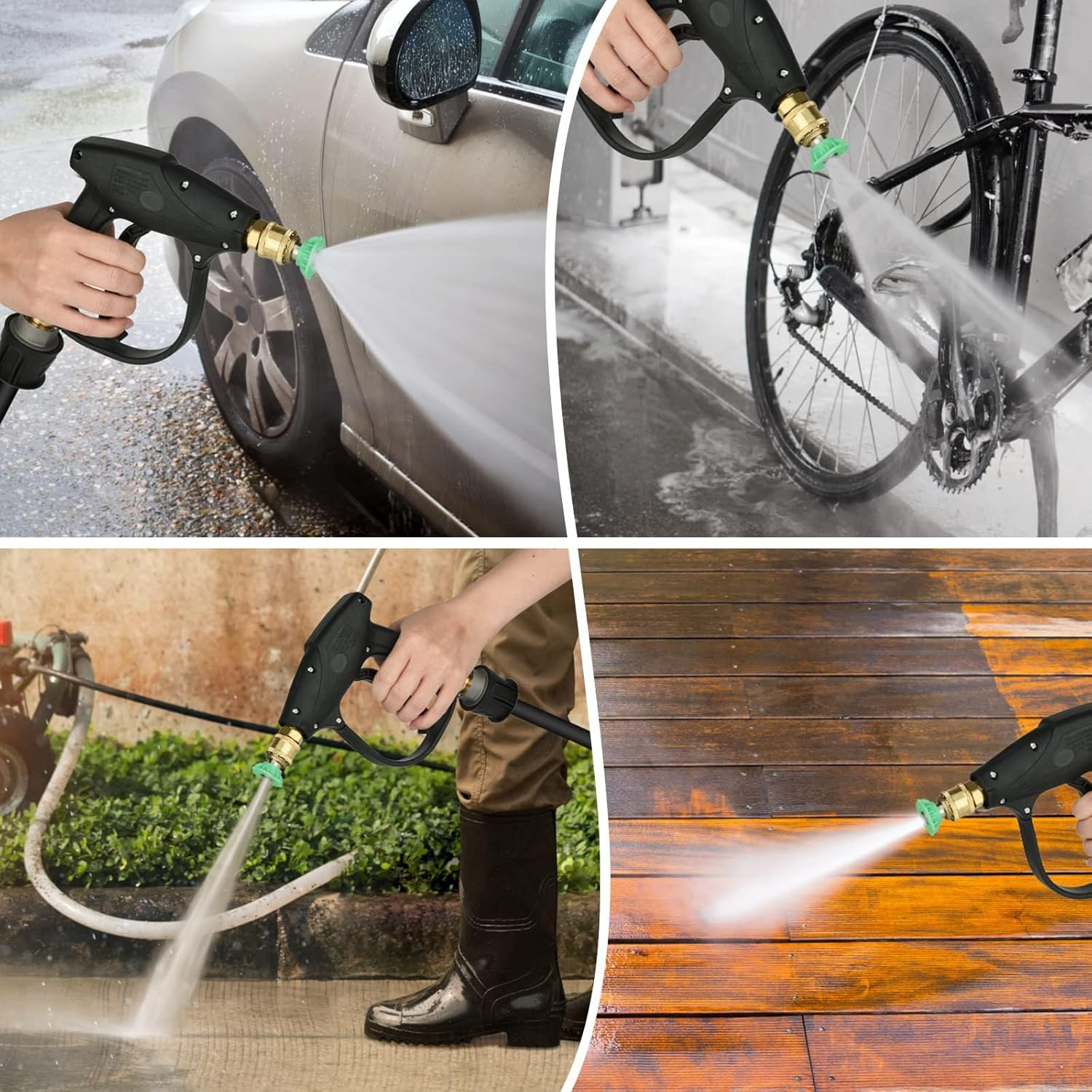 High Pressure Washer Short Gun, M22 14 Mm Car Wash Gun Spray Fitting Nozzle Tip 5 Pcs 4000 PSI, Quick Connect Cleaning Water Gun, Hot and Cold Water Replacement for Car Cleaning image number 4