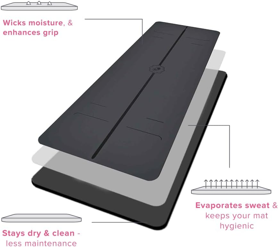 Liforme Evolve Yoga Mat &ndash; Free Yoga Bag Included - Patented Alignment System, Warrior-Like Grip, Non-Slip, Eco-Friendly and Biodegradable, Sweat-Resistant, Long, Wide and 4.2Mm Thick Mat for Comfort - Grey image number 5